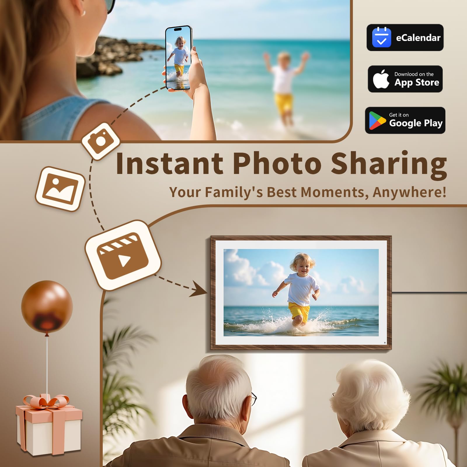 10.1 Inch Digital Calendar Chore Chart with Touchscreen - Full HD Interactive Display, Wall & Desk Mountable Family Planner, to-Do List & Meal Planner, Digital Picture Frame Gifts for Women Mom