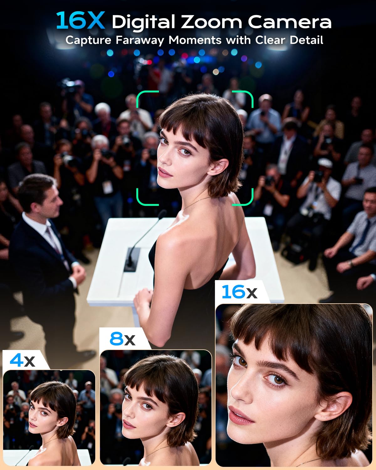 4K Digital Camera for Photography, Autofocus 56MP Vlogging Camera for YouTube/Content Creators/Travel, 16X Zoom Video Camera with 3