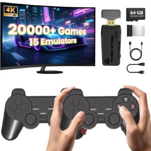 AMANKA Retro Game Console,Retro Games Stick Built-in 15 Emulators with 20,000+ Games,4k Hdmi Output Gaming Stick,Dual Wireless Controllers,Plug and Retro Play Video Games for Tv