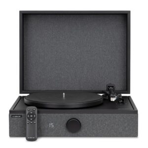 Andover Audio SpinPlay Premium Mulipurpose Record Player for Vinyl Record Playback – Semi-Automatic, Auto Power-On and Auto-Stop, Integrated Sound System with 270° Speaker Array – Black