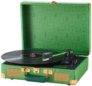 Crosley x Wicked: for Good Cruiser Plus Vintage 3-Speed Bluetooth in/Out Suitcase Vinyl Record Player Turntable with Built-in Speakers, Elphaba Edition
