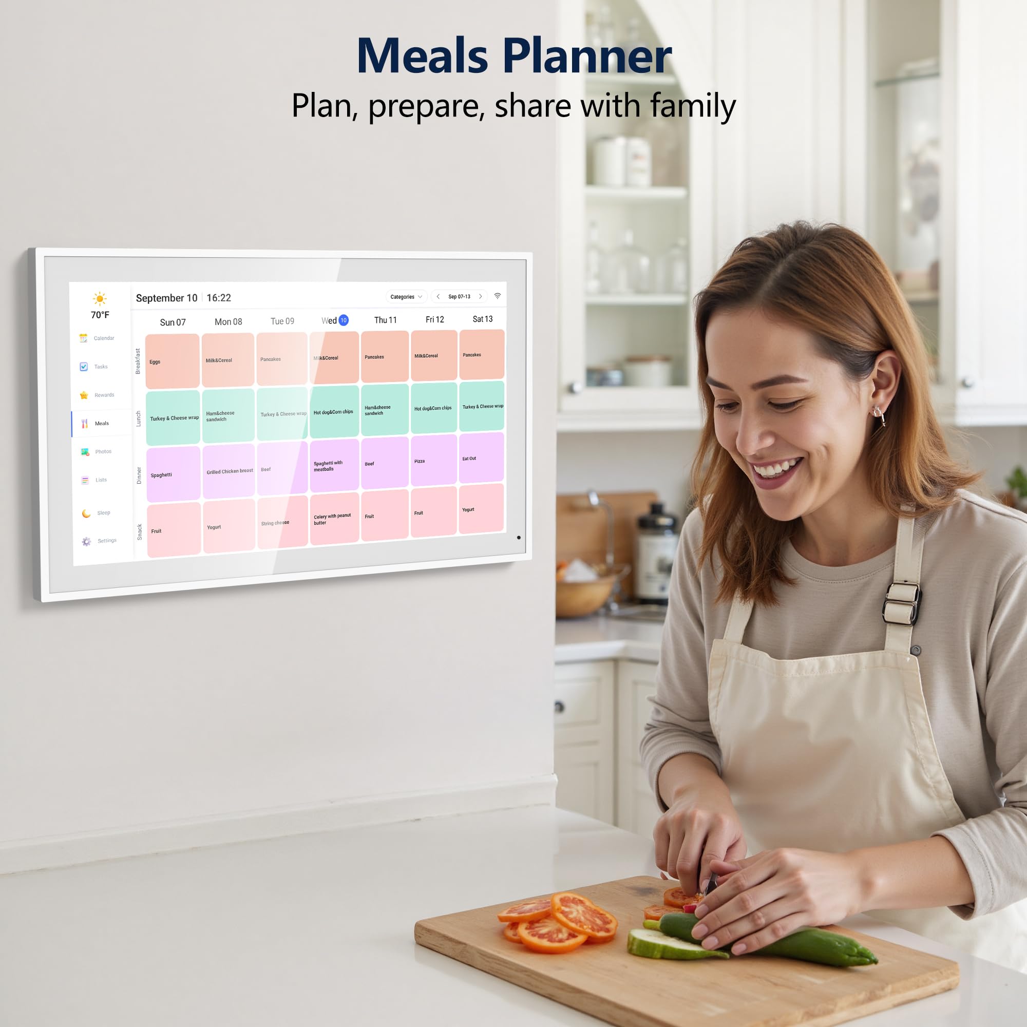 Digital Calendar, 15.6 Inch Wall Planner Electronic Calendar & Chore Chart, Smart Touchscreen Interactive Display for Family Schedules, Great for Organizing Your Routines, Wall & Desk Mountable