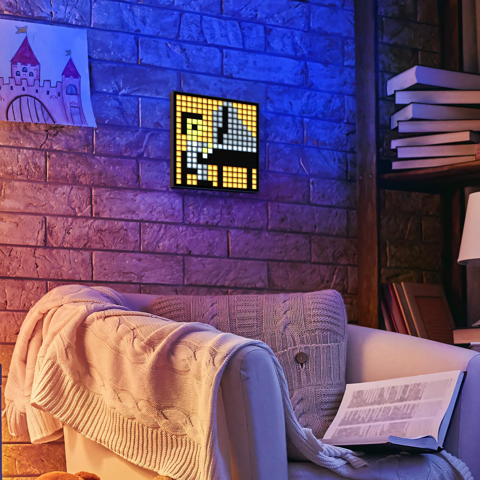 Divoom Pixoo-16, 16x16 Pixel Art Digital Frame, WiFi Connected Smart Display with App Control for Custom Animations, Clock, Weather, Social Tracker for Gaming Room Desk Setup & Wall Decor