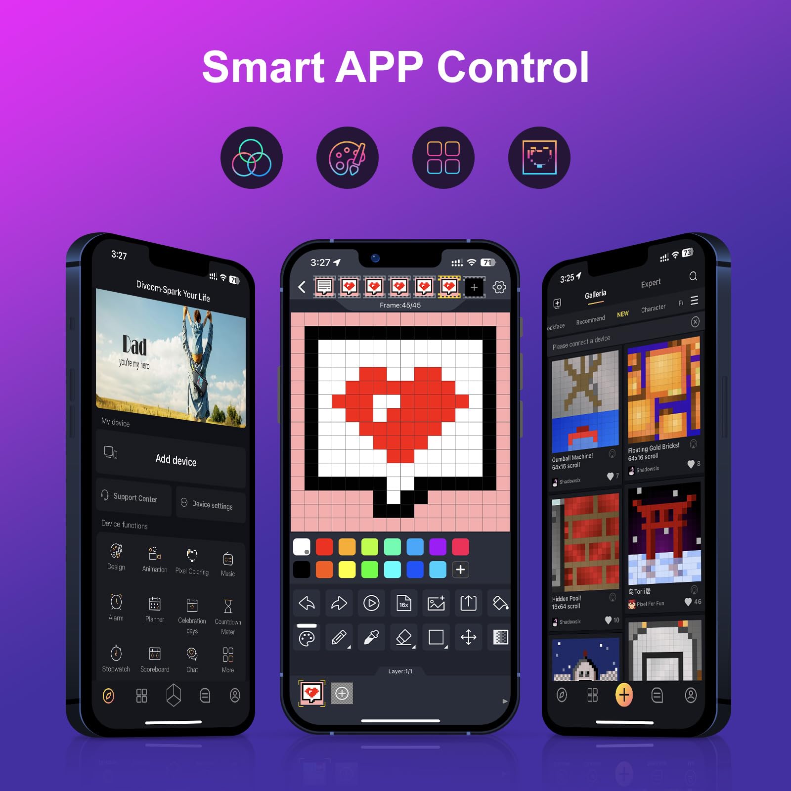 Divoom Pixoo-16, 16x16 Pixel Art Digital Frame, WiFi Connected Smart Display with App Control for Custom Animations, Clock, Weather, Social Tracker for Gaming Room Desk Setup & Wall Decor