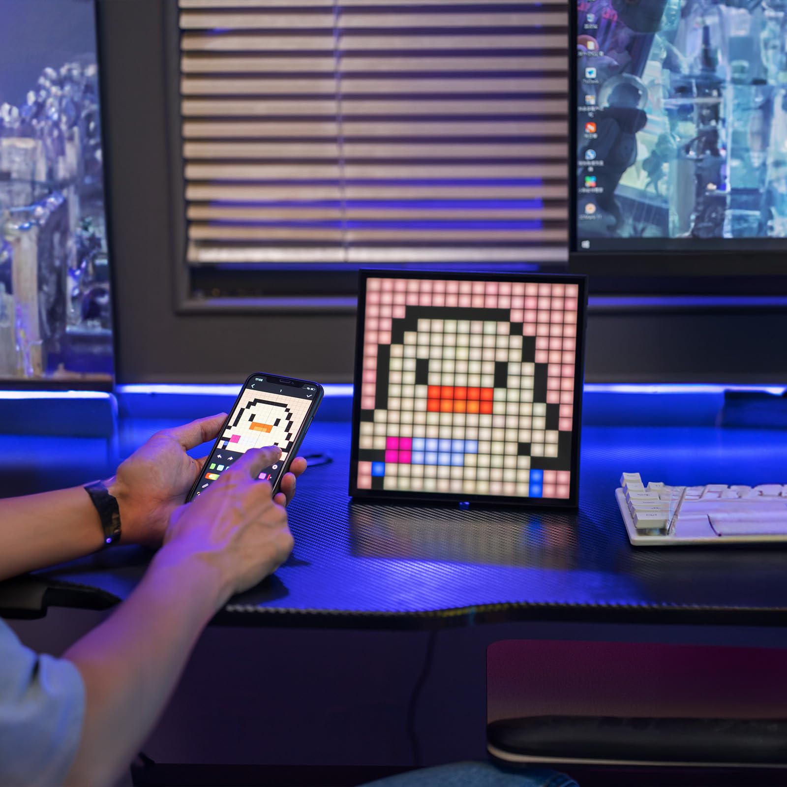 Divoom Pixoo-16, 16x16 Pixel Art Digital Frame, WiFi Connected Smart Display with App Control for Custom Animations, Clock, Weather, Social Tracker for Gaming Room Desk Setup & Wall Decor