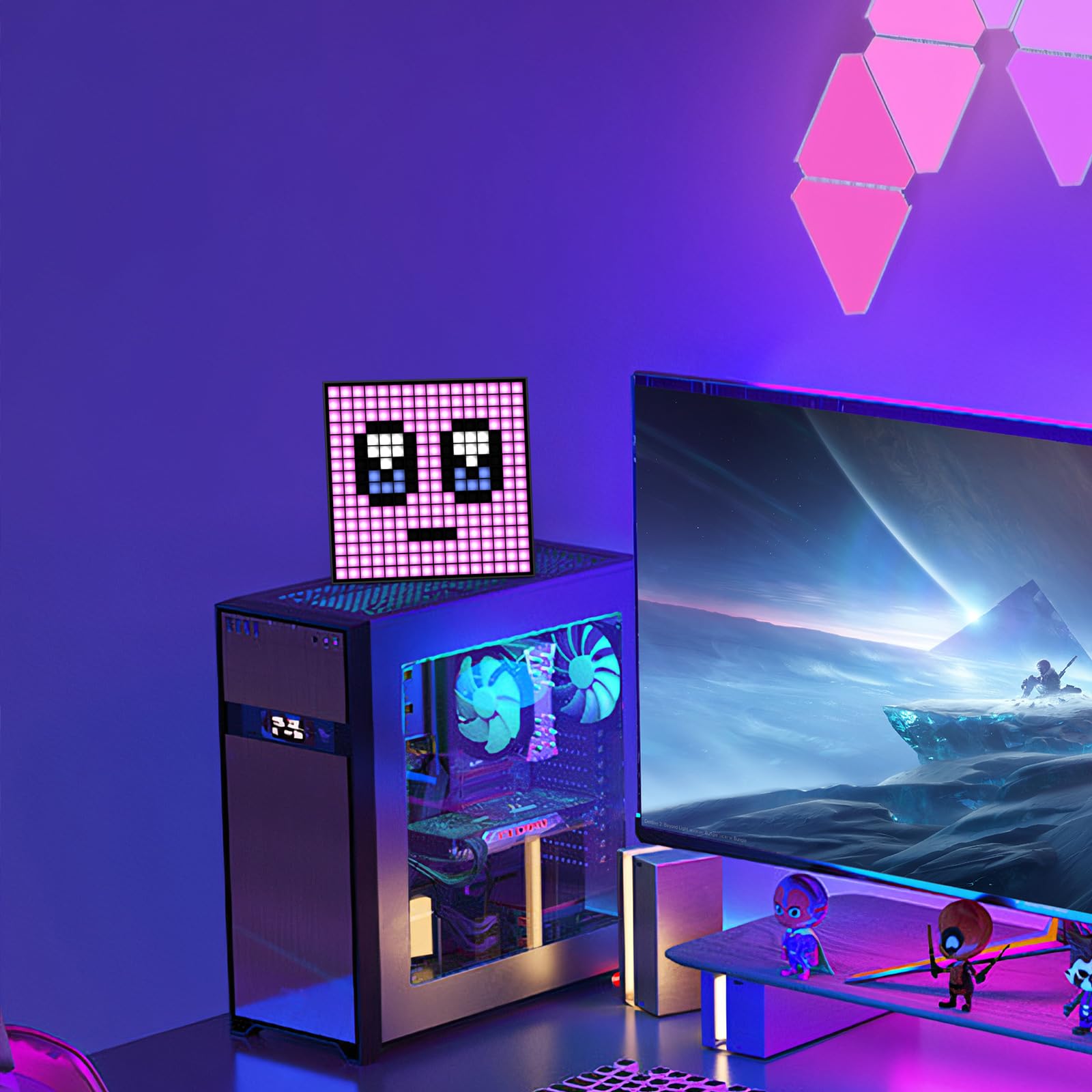Divoom Pixoo-16, 16x16 Pixel Art Digital Frame, WiFi Connected Smart Display with App Control for Custom Animations, Clock, Weather, Social Tracker for Gaming Room Desk Setup & Wall Decor