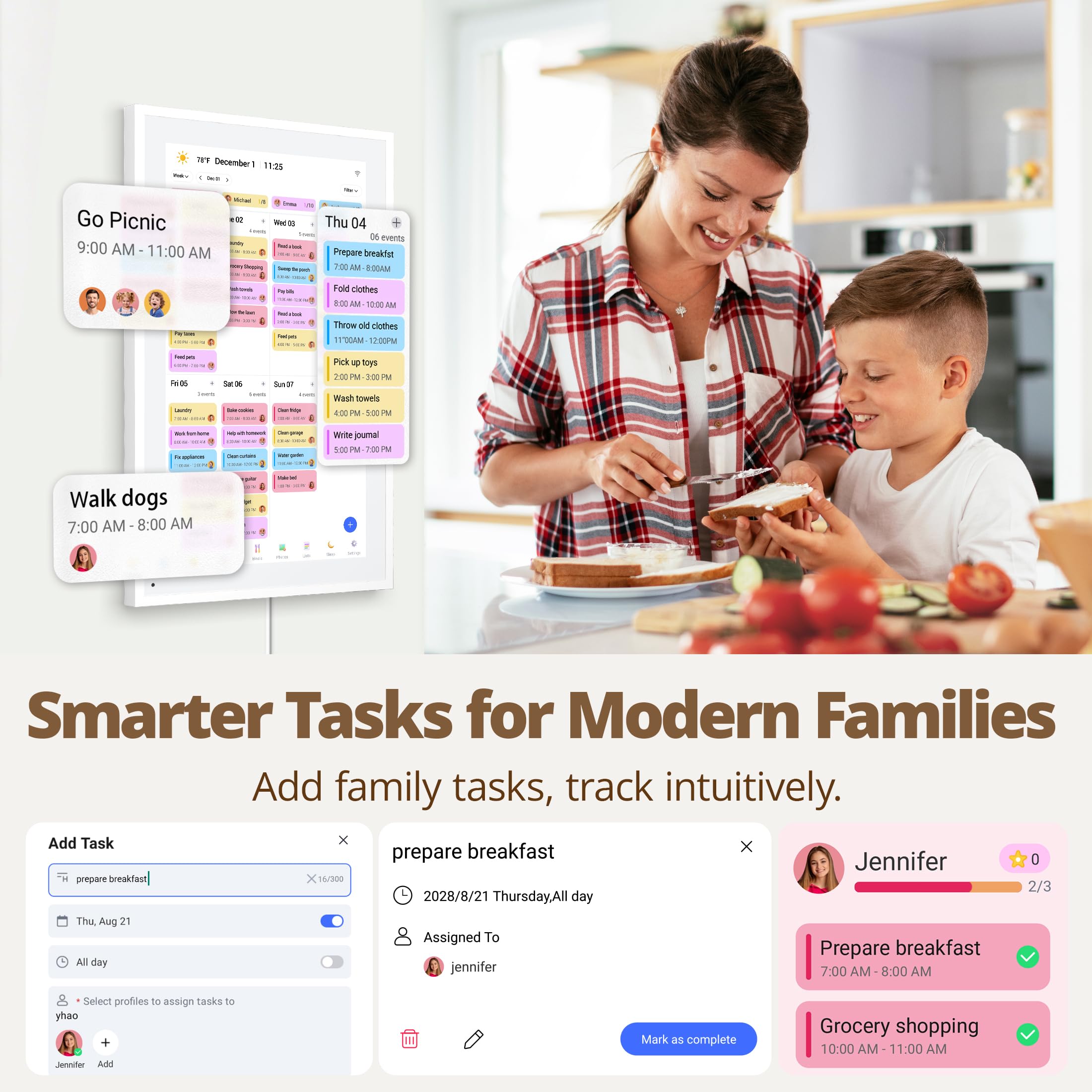 Dragon Touch 10.1'' WIFI Digital Picture Frame - 1280*800 HD IPS Touch Screen Digital Photo Frame Display, Auto-Rotate, Share Photos/Videos Instantly via Free App Best Gifts for Birthday, Wedding, Mom