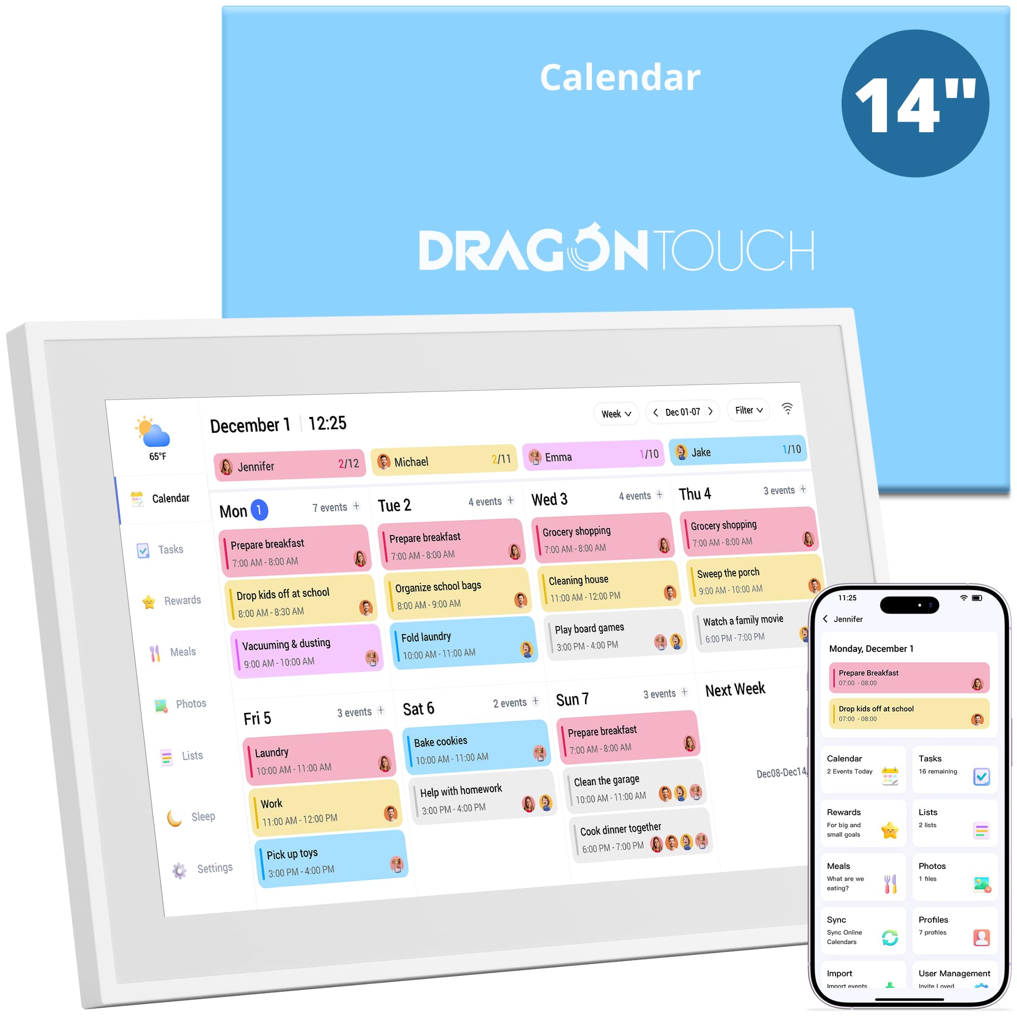 Dragon Touch 10.1” WIFI Digital Picture Frame – 1280*800 HD IPS Touch Screen Digital Photo Frame Display, Auto-Rotate, Share Photos/Videos Instantly via Free App Best Gifts for Birthday, Wedding, Mom