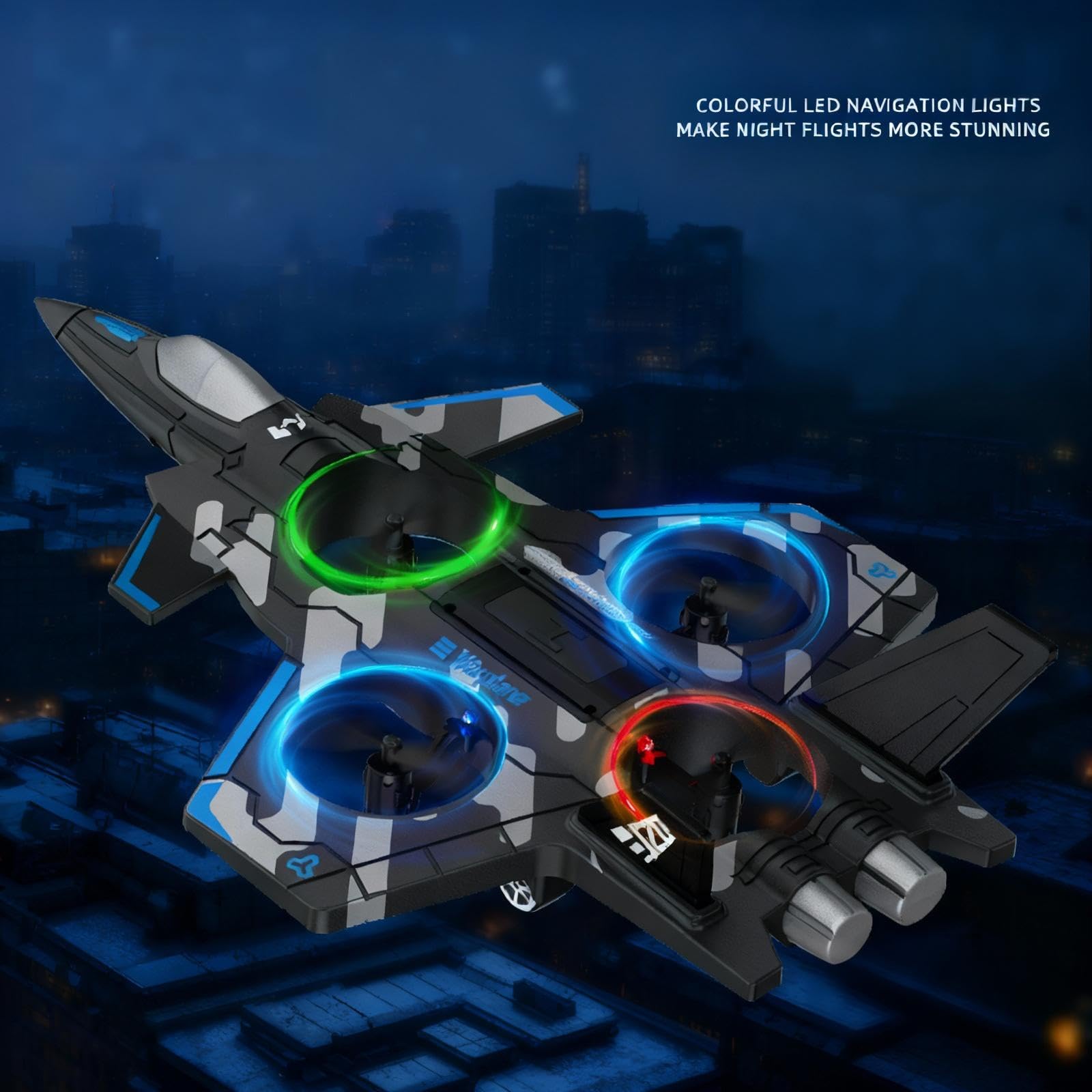 F47 Future Fighter RC Airplane with 360° Stunt Flights - 2.4GHz Remote Control Foam Plane with LED Lights, One-Key Takeoff/Landing, Altitude Hold, 3 Speed Modes - Gift for Kids & Beginners