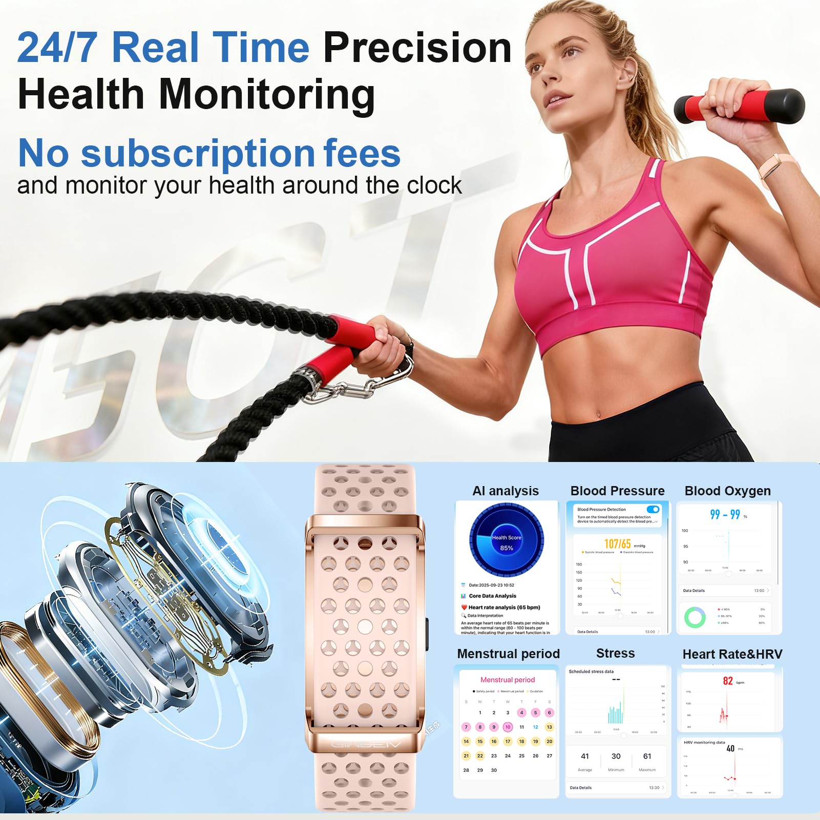 Giwbeiv Smart Bracelet for Men Women,24/7 Activity & Fitness Trackers Band,Sleep Tracking/Heart Rate/Blood Pressure/ SpO2/ Steps Monitor,170+ Sport Modes Smart Wristband with Free APP 2 Bands -Black