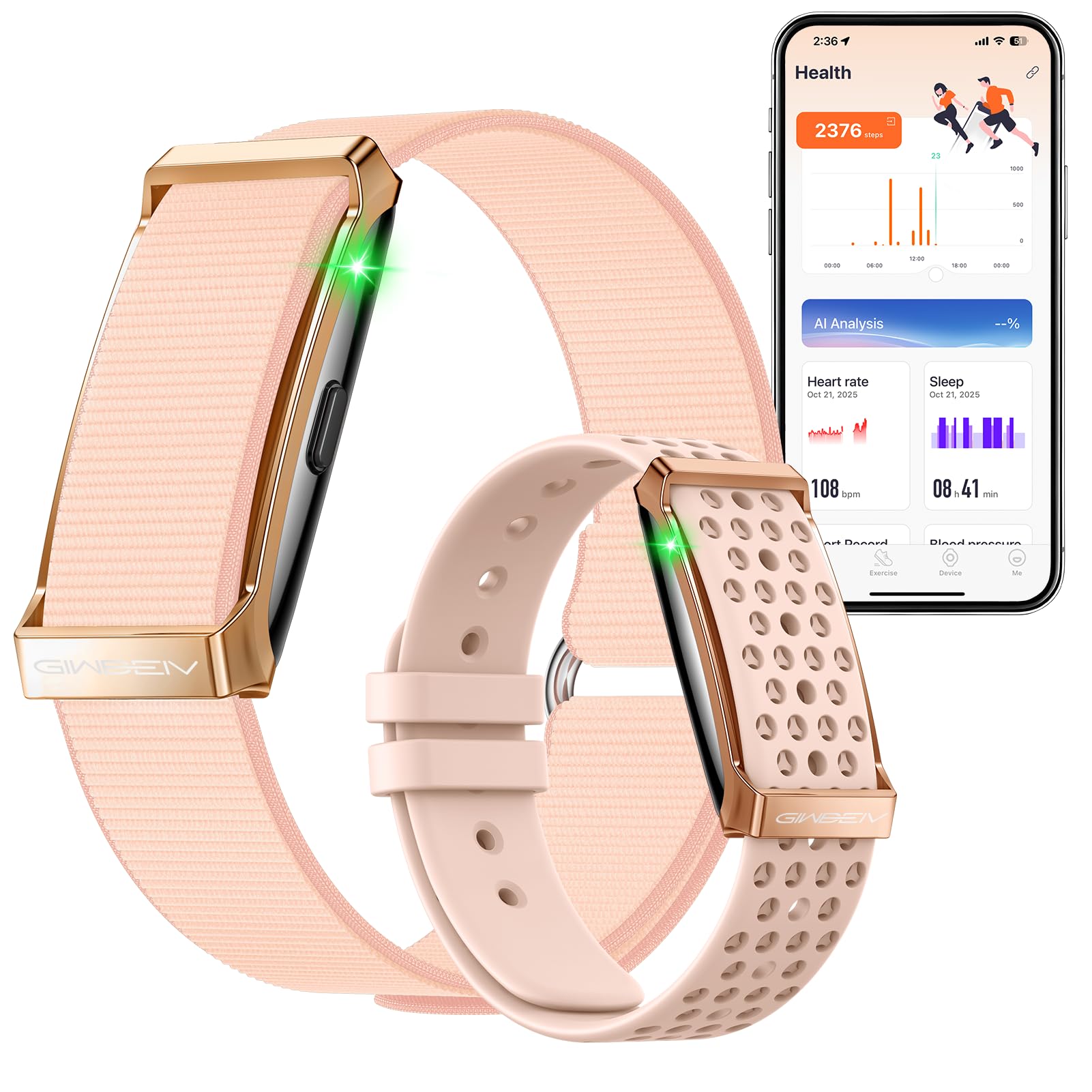 Giwbeiv Smart Bracelet for Men Women,24/7 Activity & Fitness Trackers Band,Sleep Tracking/Heart Rate/Blood Pressure/ SpO2/ Steps Monitor,170+ Sport Modes Smart Wristband with Free APP 2 Bands -Black