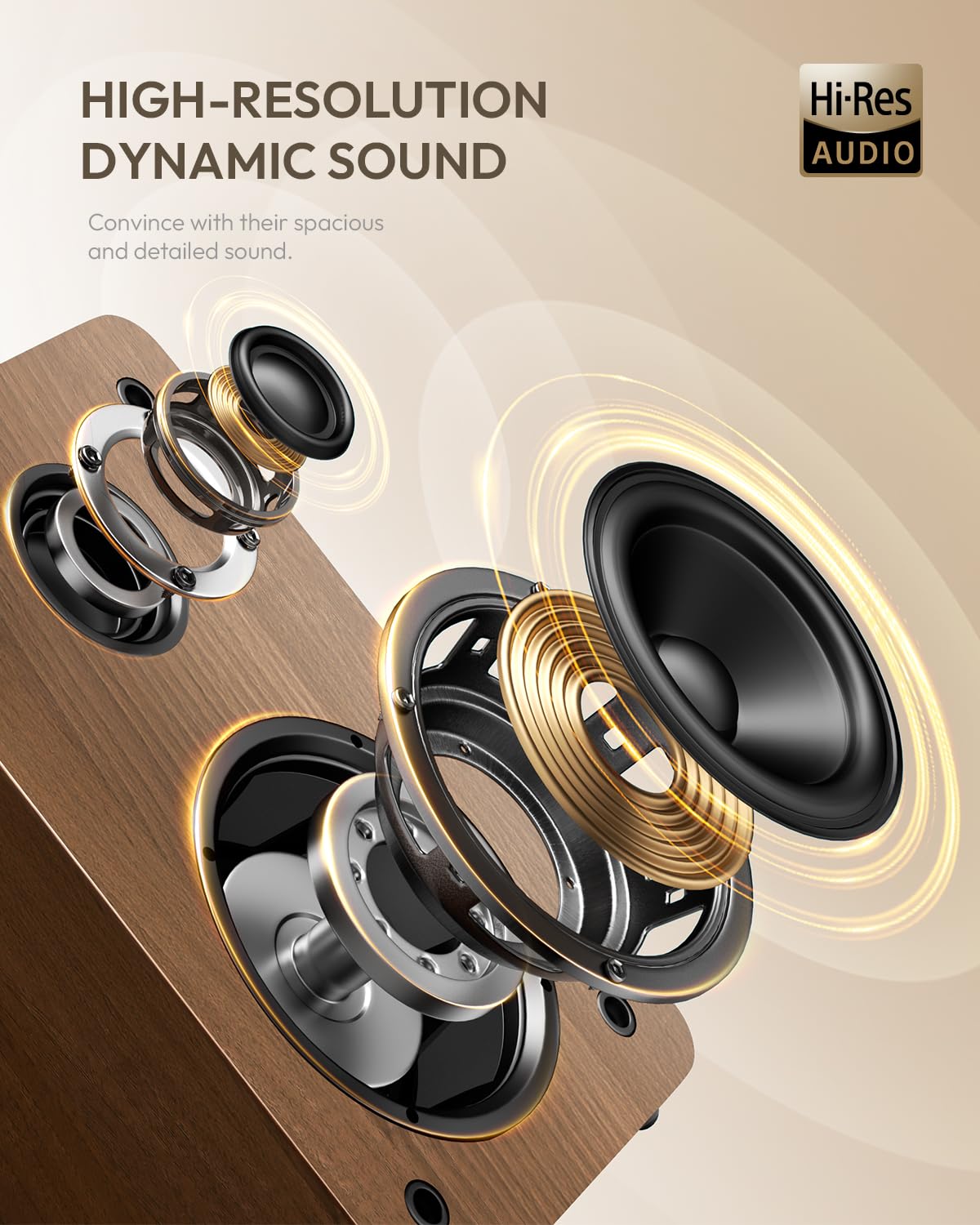 QLEARSOUL SoulBox S1 Vinyl Record Player with Stereo Speakers, Turntable with Built-in Preamp, S-Shaped Tonearm, 33/45 RPM - Walnut