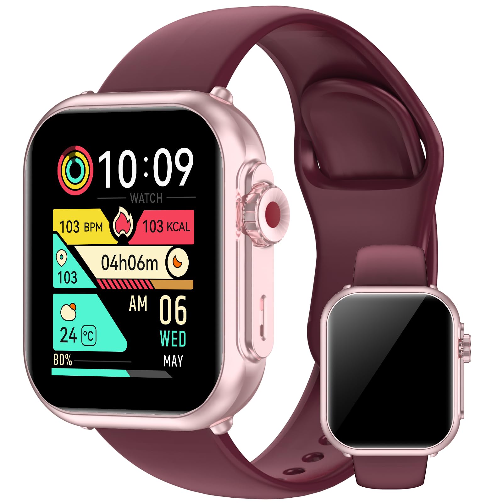 Trendia Smart Watches for Women, 1.83″ HD Fitness Tracker (Answer/Make Calls), 120+ Sport Modes with Heart Rate/Sleep Monitor, IP68 Waterproof, Fitness Watch for iOS Android, Red