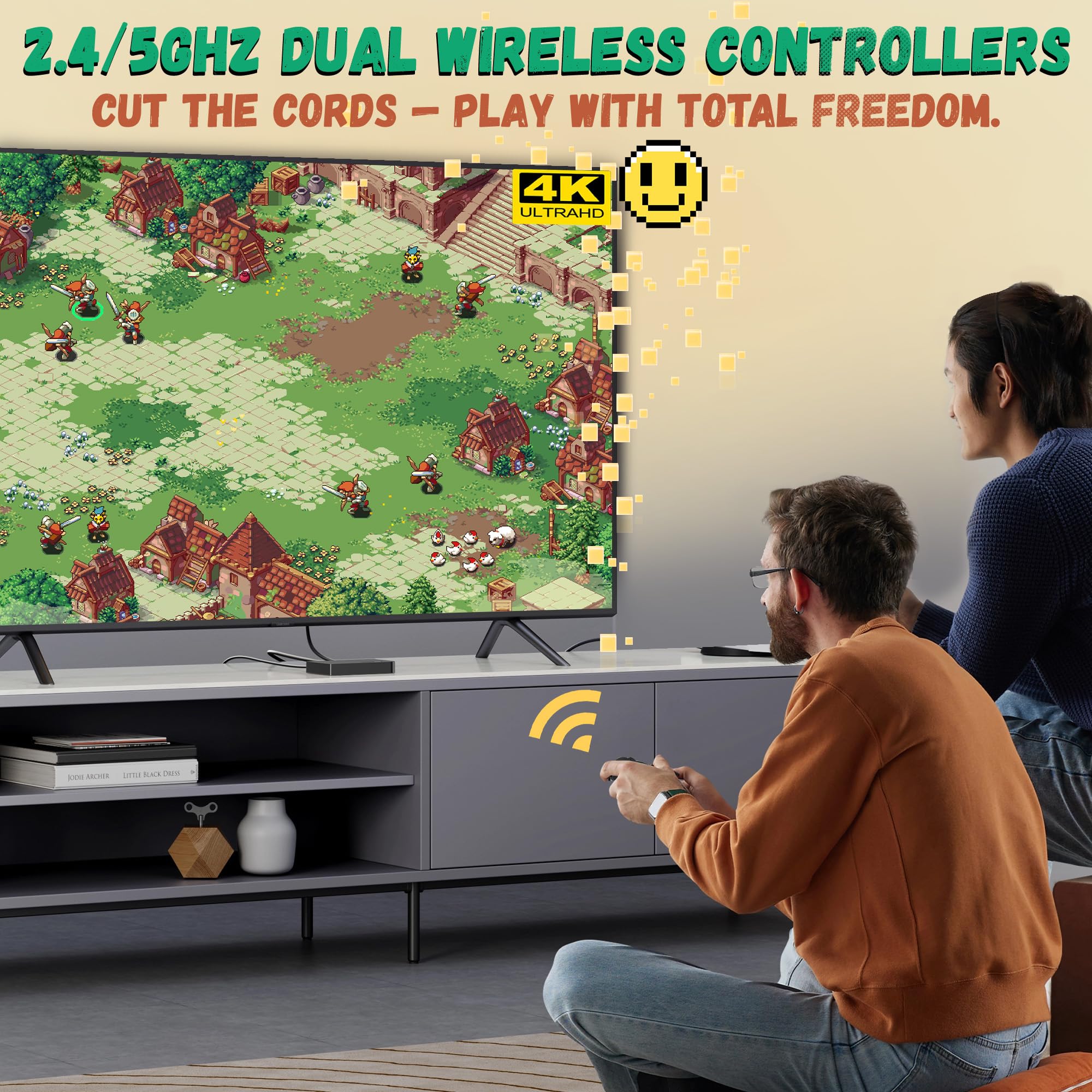Wireless Retro Game Console, Retro Game Stick with Built-in 23 Emulators, 20,000+ Games, 4k Hdmi Output, and 2.4GHz Wireless Controller, Plug and Retro Play Video Games for Tv (64 GB)