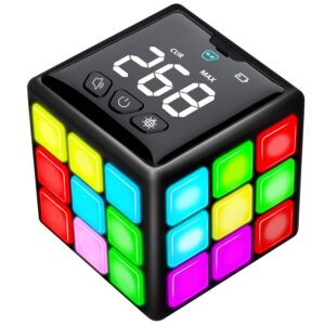 Xinbeiya Rechargeable Game Handheld Cube – 15 Fun Brain & Memory Game with Score Screen – Christmas Easter Birthday Gifts for Boys Girls Ages 6-12+ Years Old – Toy Gift Idea for Kids Teens (Black)