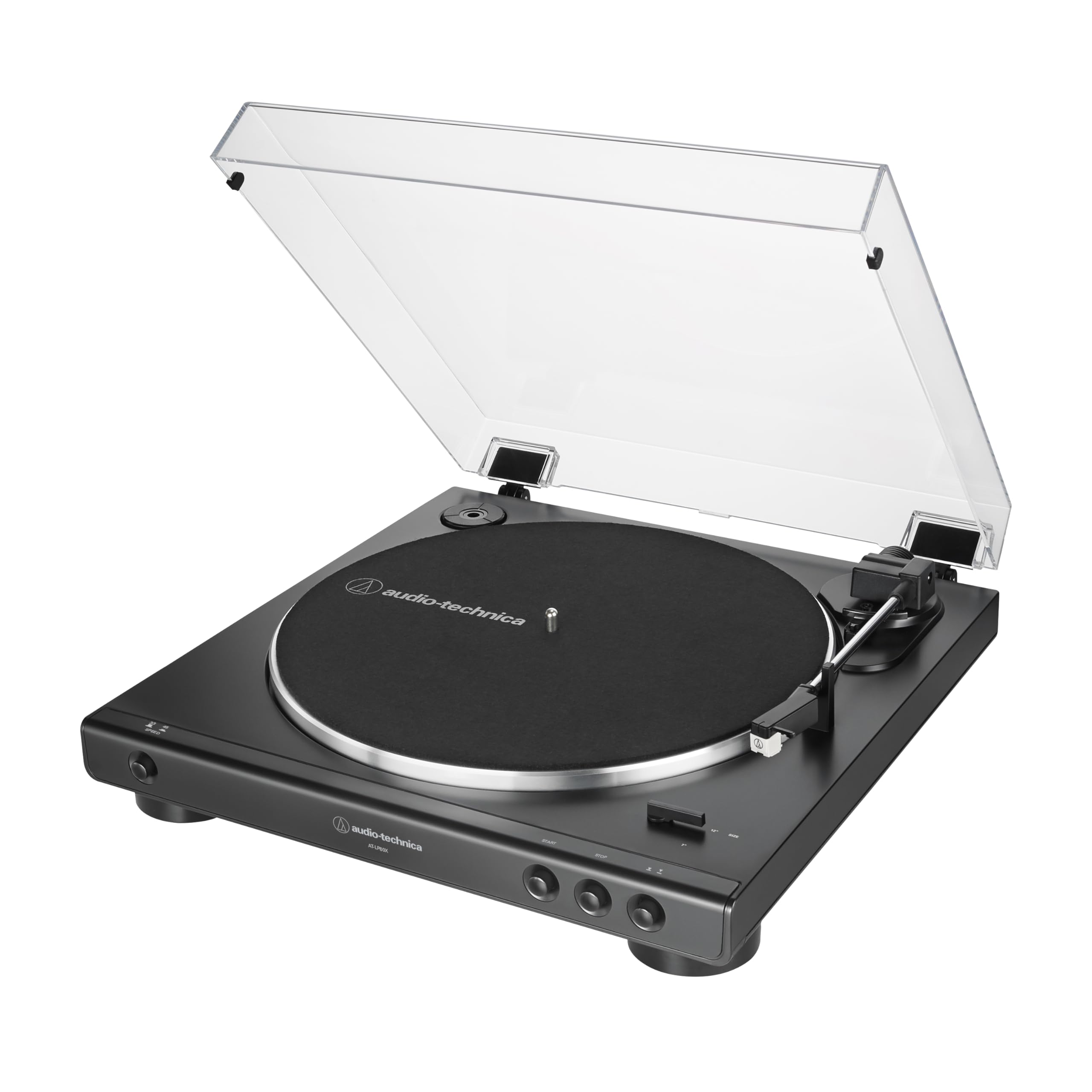 Audio-Technica AT-LP60X-GM Fully Automatic Belt-Drive Stereo Turntable, Gunmetal/Black, Hi-Fidelity, Plays 33-1/3 and 45 RPM Vinyl Records, Dust Cover, Anti-Resonance, Die-Cast Aluminum Platter