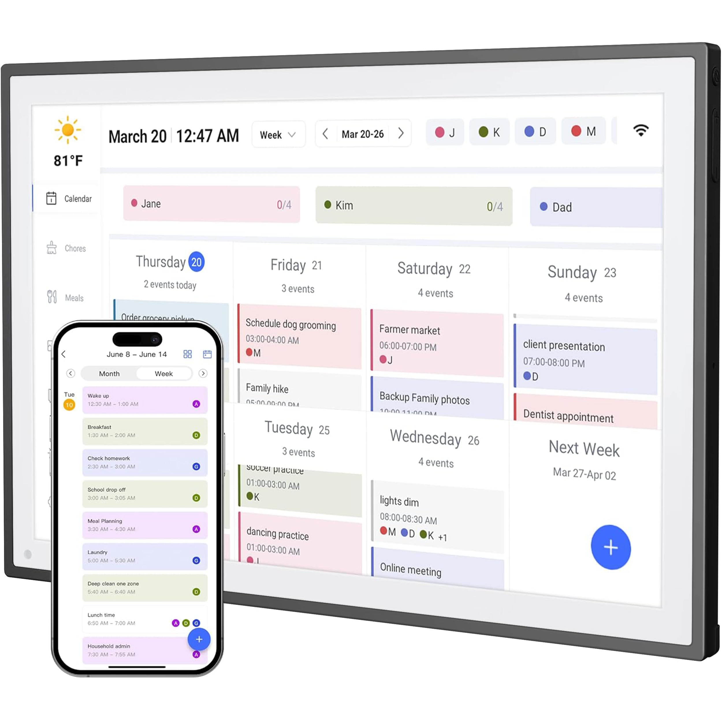 Digital Calendar, 10.1inch Smart WiFi Electronic Calendar&Chore Chart, IPS Touch Screen HD Display for Family Schedules, Share Moments Instantly from Anywhere