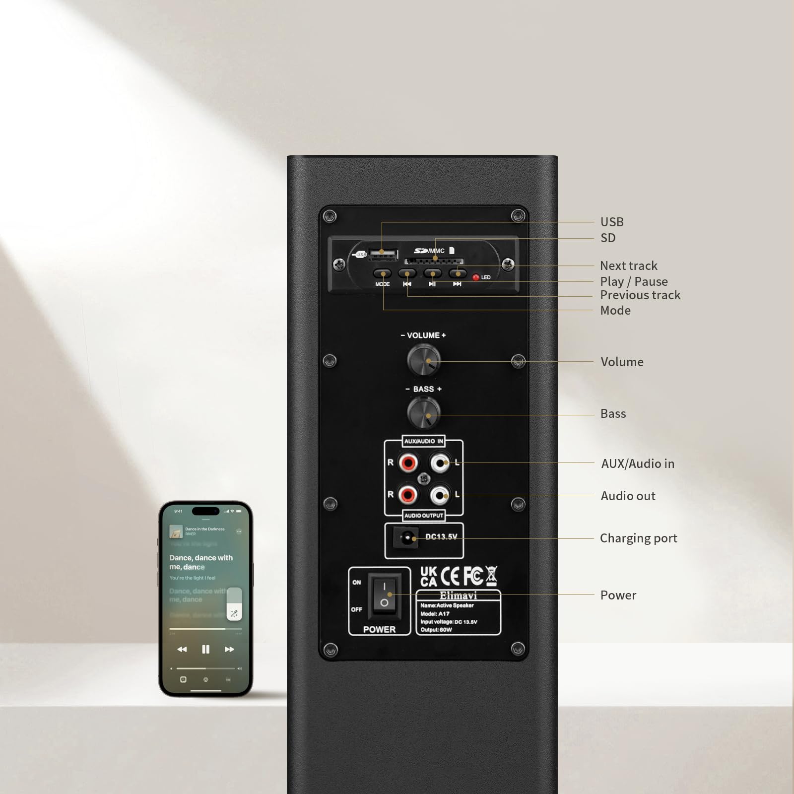 Elimavi Sound Bar with 5.5 Inch Subwoofer - Detachable 2-in-1, 2.1-Channel Deep Bass Surround Sound System, Bluetooth 5.3 & RCA, for TV, PC Gaming & Home Theater