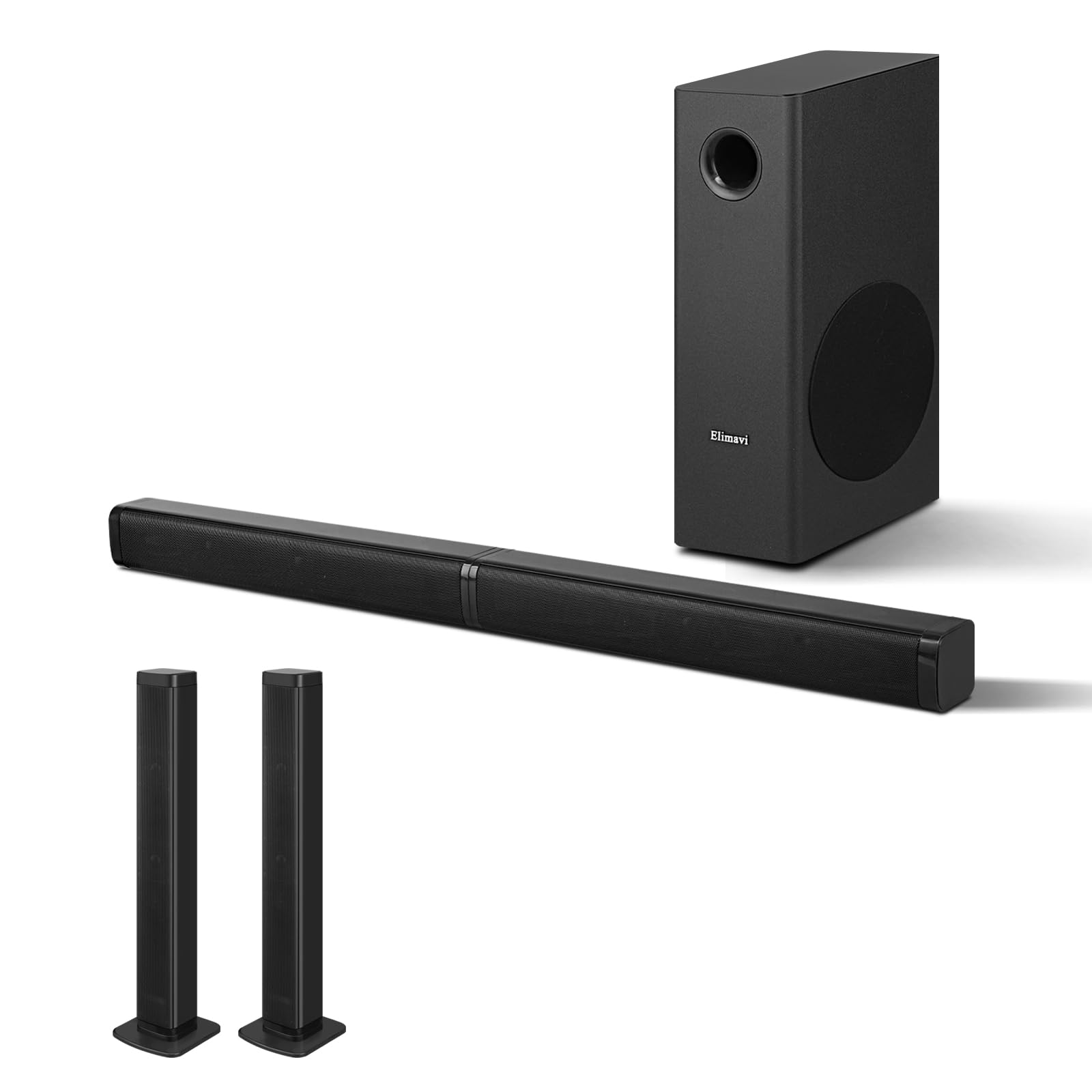 Elimavi Sound Bar with 5.5 Inch Subwoofer – Detachable 2-in-1, 2.1-Channel Deep Bass Surround Sound System, Bluetooth 5.3 & RCA, for TV, PC Gaming & Home Theater