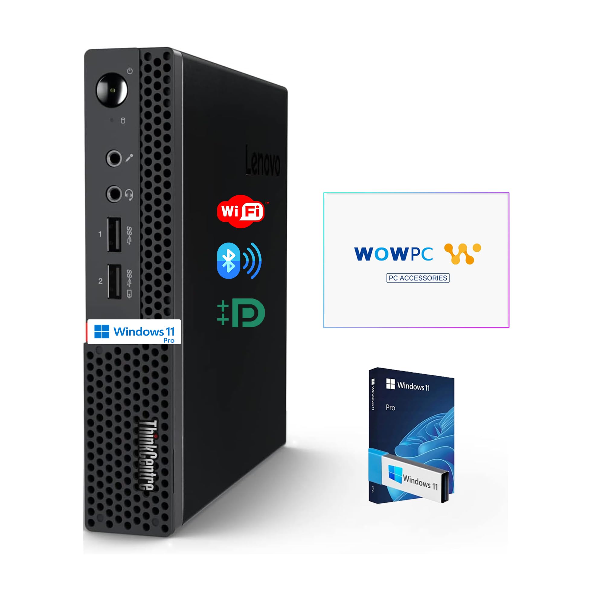 Lenovo ThinkCentre Micro Desktop, 16GB DDR4 RAM, 512GB SSD Drive, AMD Processor & Graphics, Dual-Display Support, Wi-Fi, Bluetooth, USB, RJ-45, Windows 11 Pro, Business-Grade, Home-Friendly