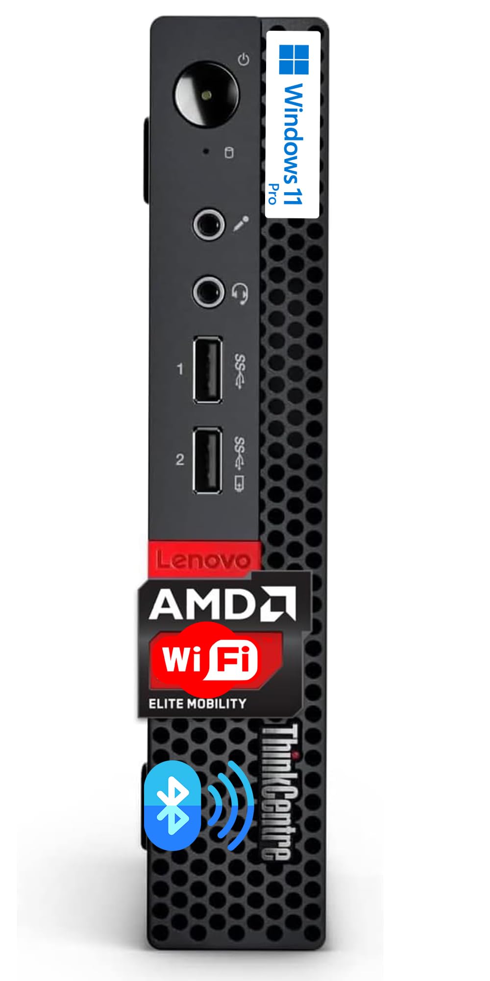Lenovo ThinkCentre Micro Desktop, 16GB DDR4 RAM, 512GB SSD Drive, AMD Processor & Graphics, Dual-Display Support, Wi-Fi, Bluetooth, USB, RJ-45, Windows 11 Pro, Business-Grade, Home-Friendly
