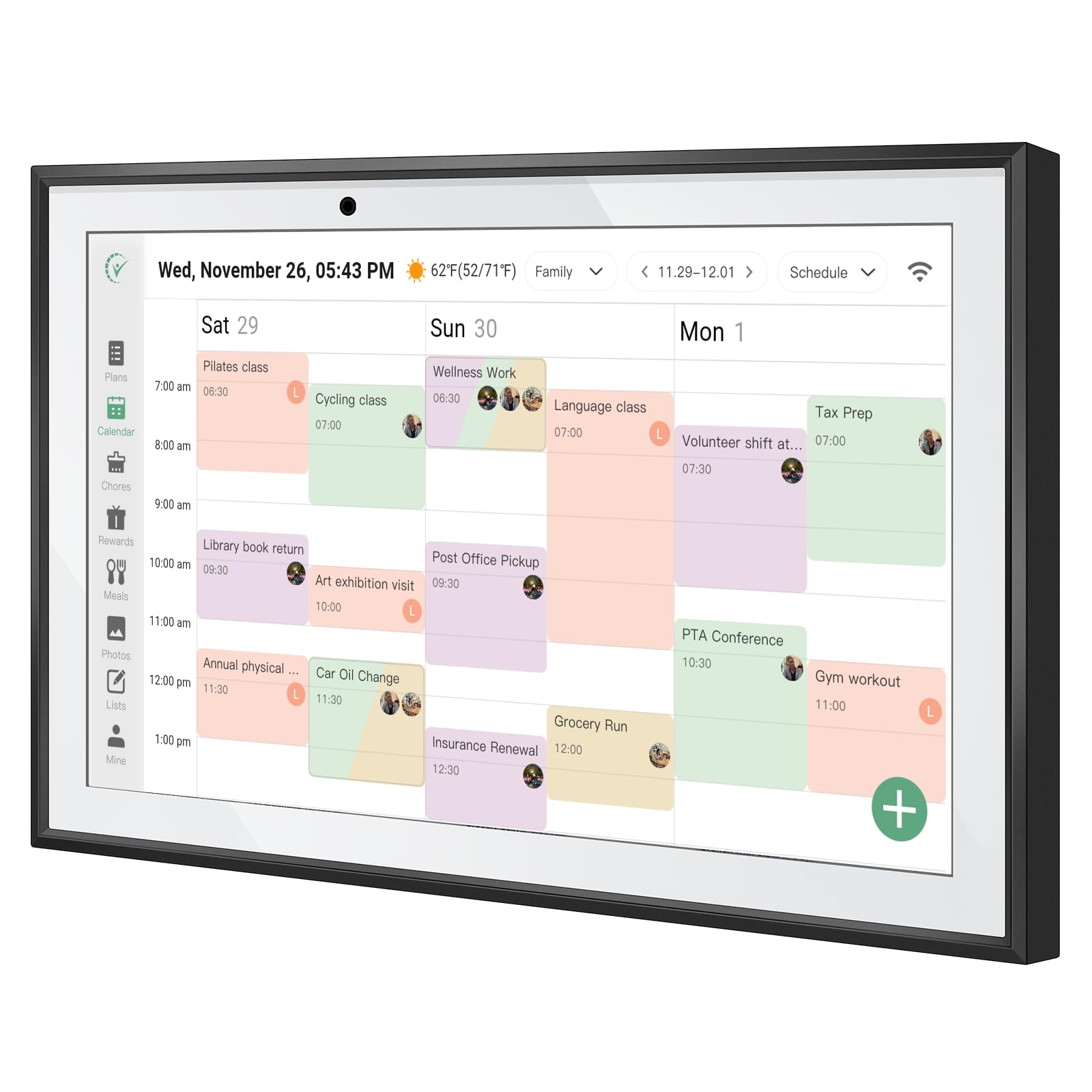 RROSKY WiFi Digital Calendar Smart Family Planner,Chore Charts, Achievement Rewards, AI Meal Planning, Smart Touchscreen Interactive Display for Schedules and Cloud Photo Desk Bases,10.1'' Black