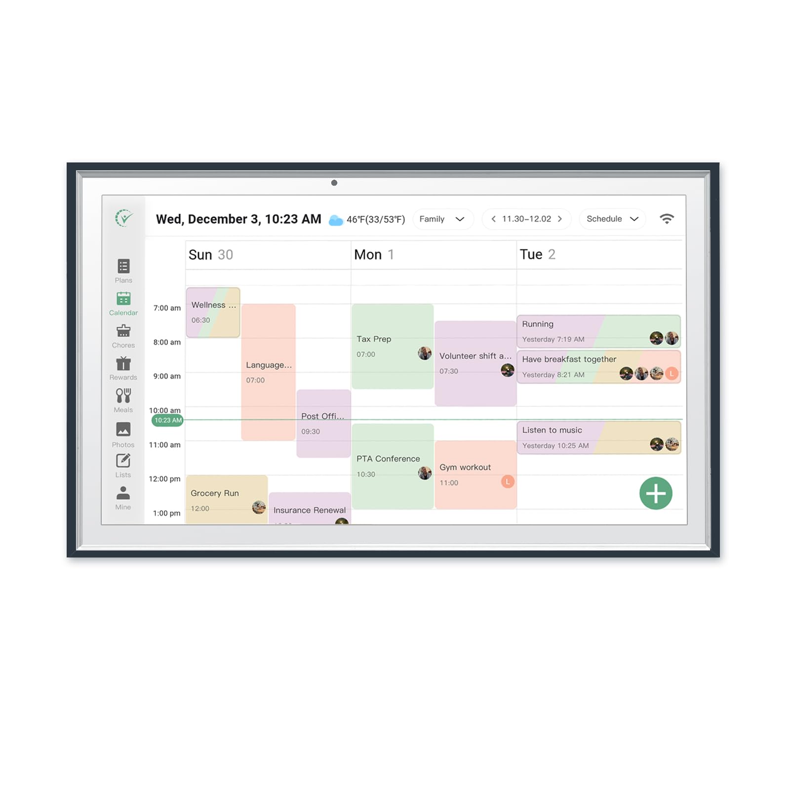 RROSKY WiFi Digital Calendar Smart Family Planner,Chore Charts, Achievement Rewards, AI Meal Planning, Smart Touchscreen Interactive Display for Schedules and Cloud Photo Desk Bases,10.1” Black