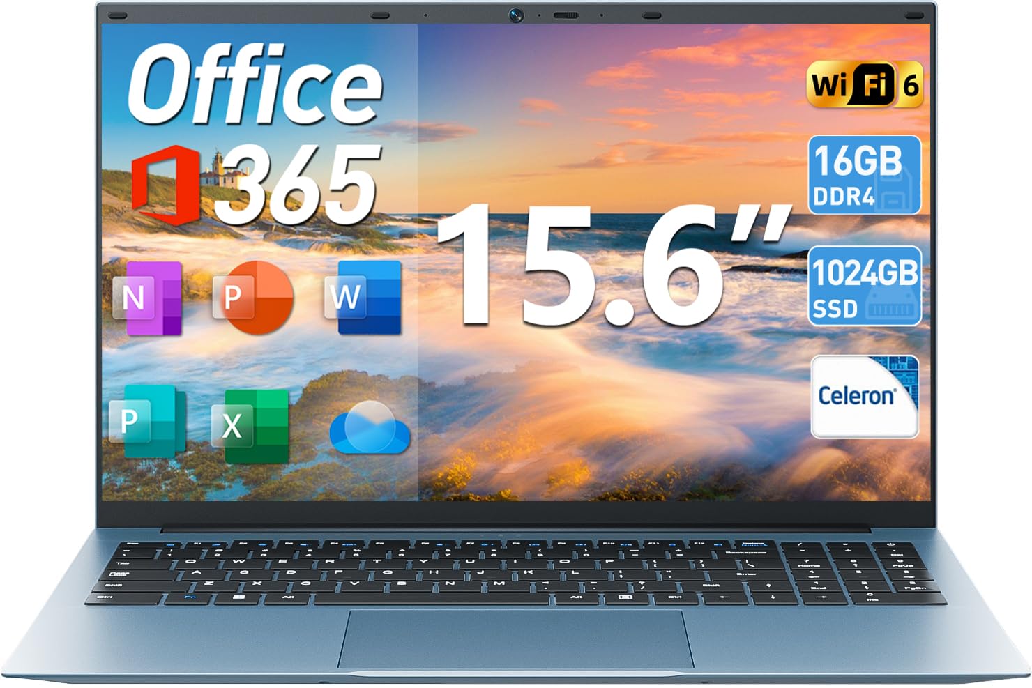 SGIN 15.6 Inch Laptop Computer, Win 11 Laptops with 16GB RAM 1024GB SSD, Core i3 CPU(Up to 3.9GHz), Backlit Keyboard, 53.2WH Battery, WiFi 6, IPS FHD Display, 180° Viewing, HDMI Type-C