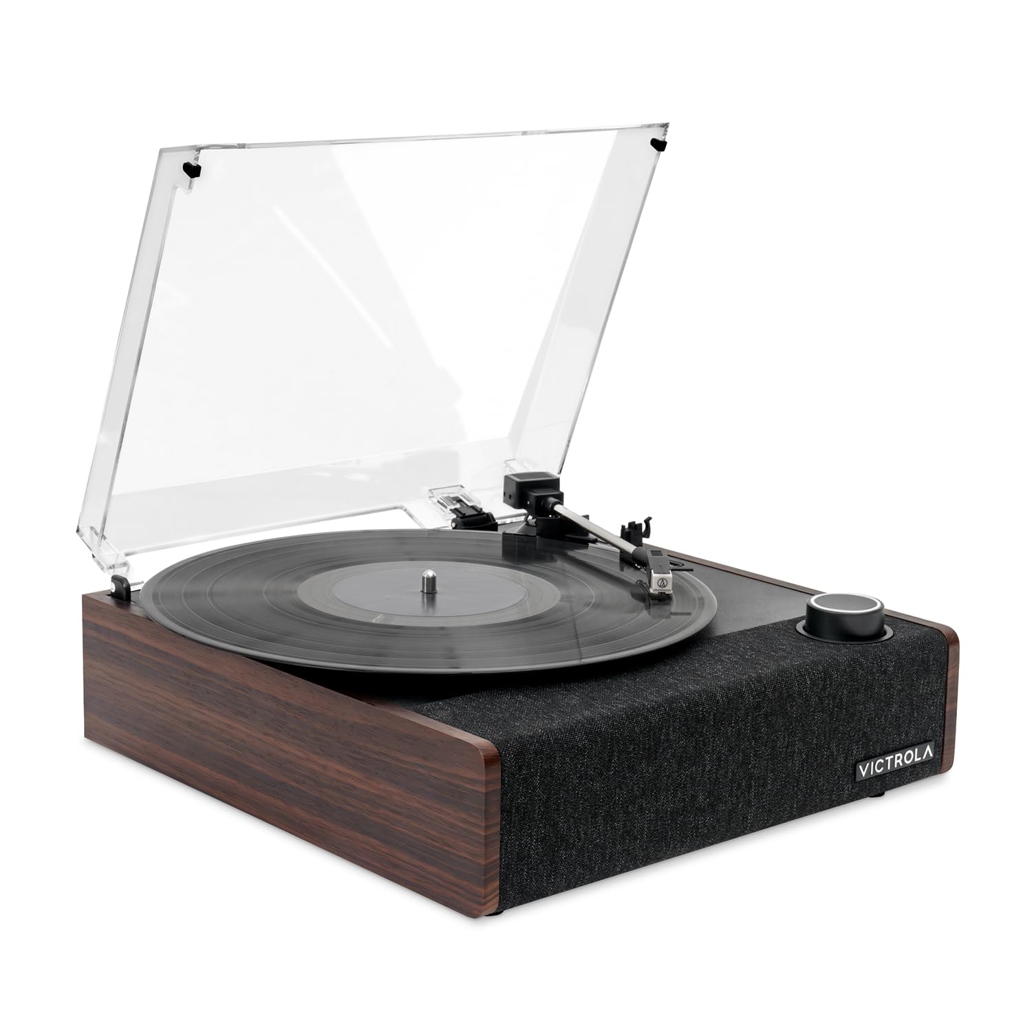 Victrola Eastwood II Record Player with Speakers – Bluetooth 5.1 and Vinyl Stream Technology, Vintage Style 3-Speed Vinyl Player, Audio Technica AT-3600LA Cartridge (Oak)