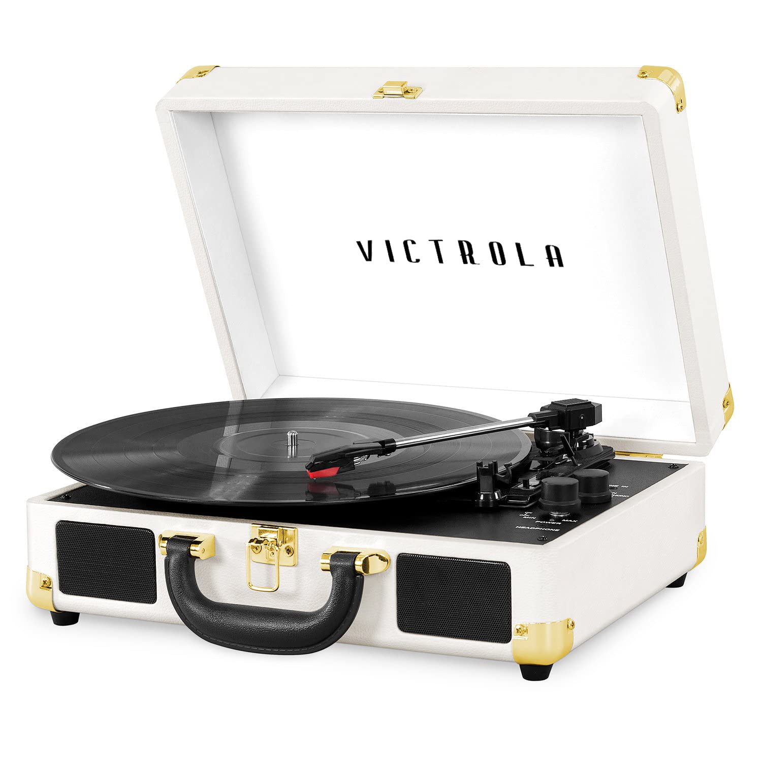 Victrola Journey Bluetooth Portable Suitcase Record Player – with Built-in Speakers, 3 Speed Vinyl Record Player, RCA Out, Headphone Jack (Smoky Blue)