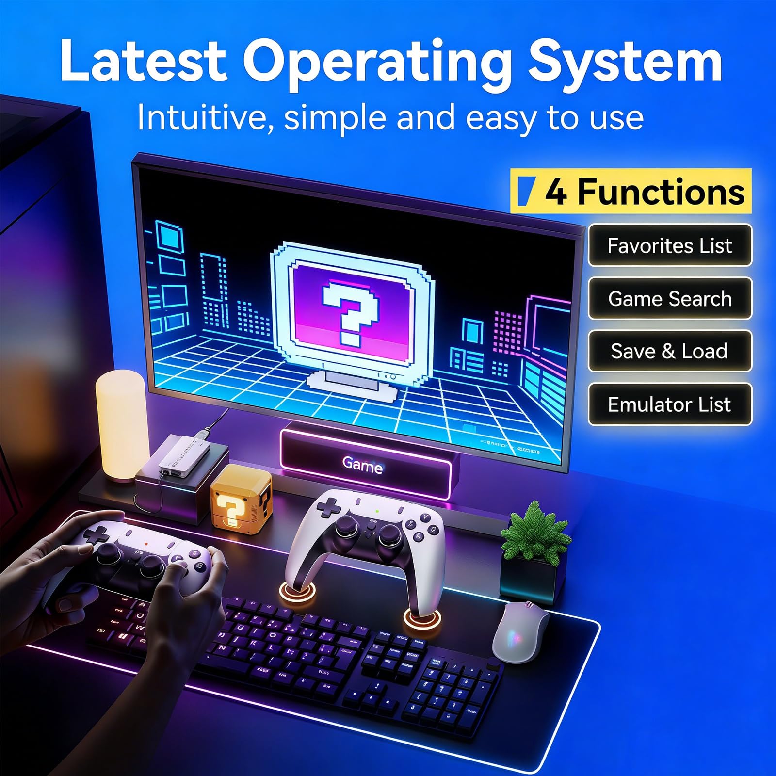 2026 New Retro Gaming Console,40,000+ Retro Game Stick, Built-in Classic Video Games and 23 Emulators,4K HDMI Output Game Stick,Plug and Play Video Gaming Consoles with 2 Wireless Controllers(128G)