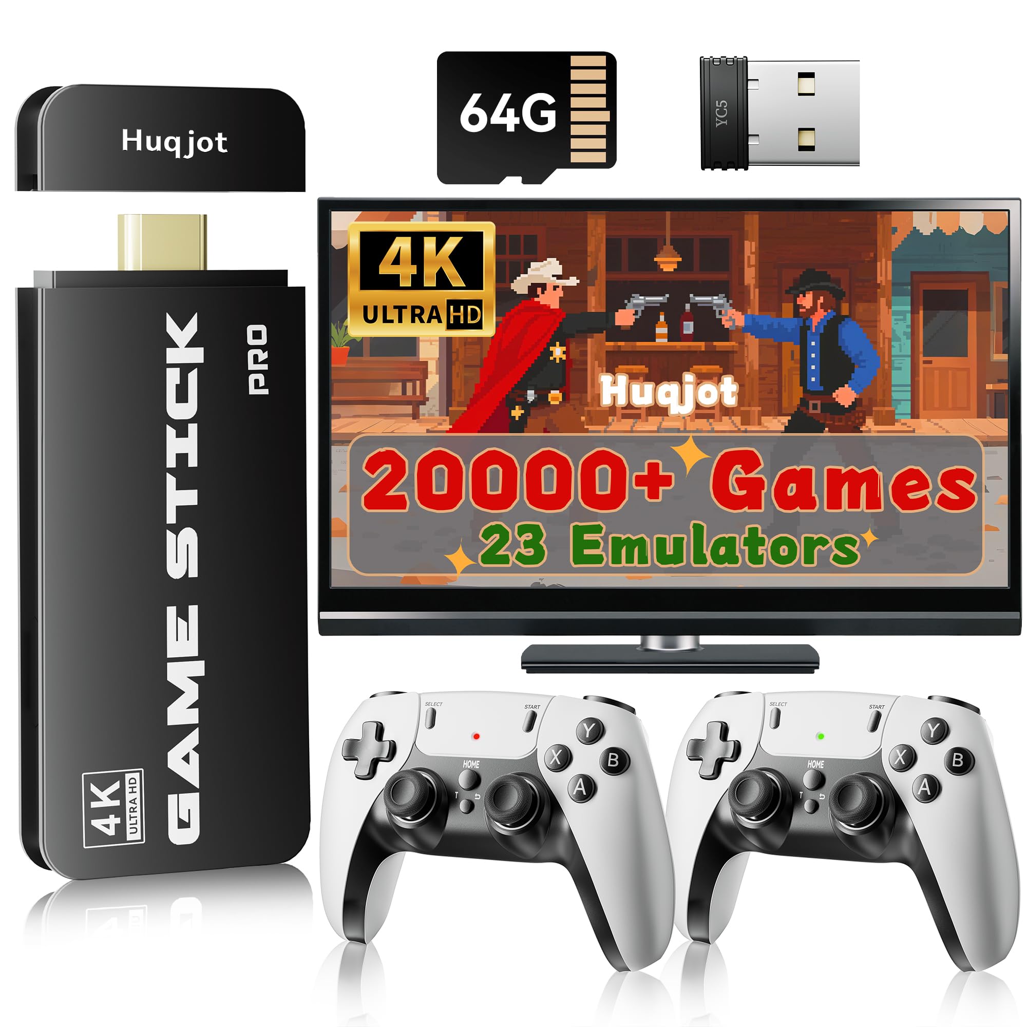 2026 NEW Upgrade Retro Gaming Console Pro, Vide Game Consoles with 4K HDMI, Built-in 20000+ Games & 23 Emulators, Plug and Play Video Gaming Consoles with Upgrade Dual 2.4G Wireless Controllers (64G)