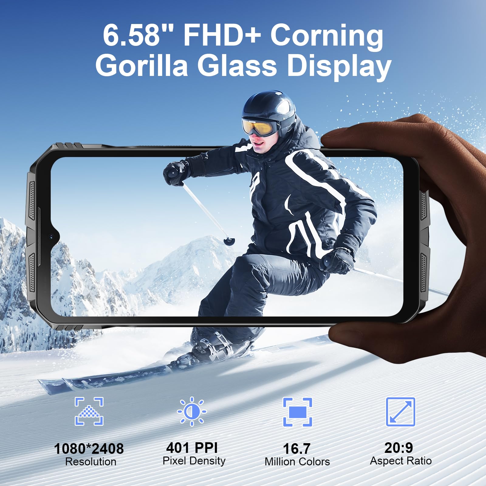 DOOGEE S Cyber Rugged Phone,10800mAh Battery Rugged Phone, 20GB RAM + 256 ROM, 6.58