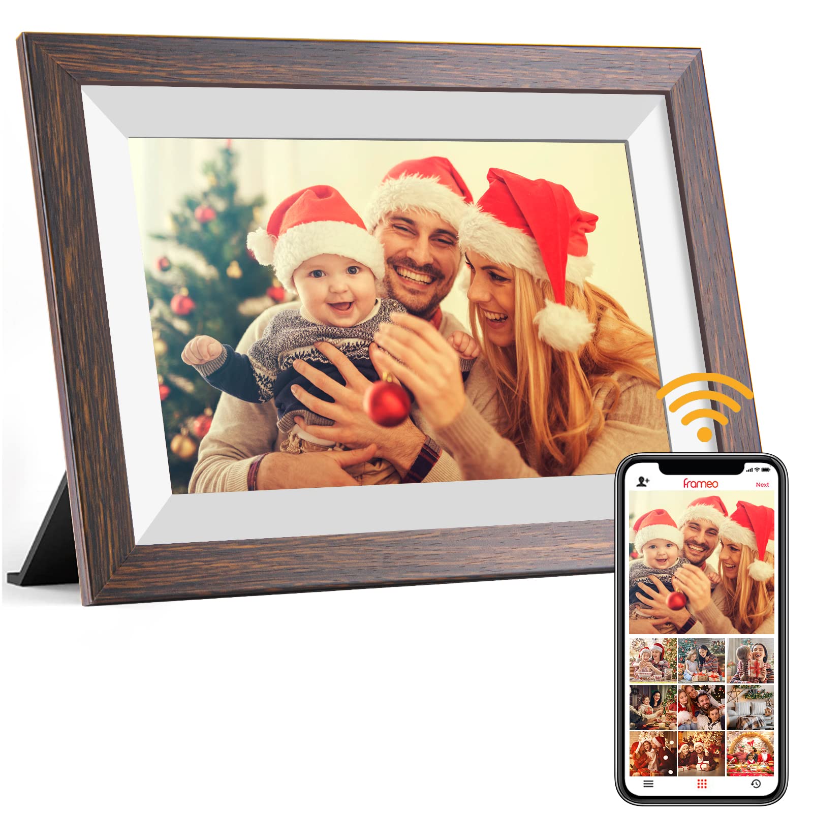 Frameo Digital Picture Frame, 10.1 Inch Smart WiFi Digital Photo Frame Electronic with 1280×800 HD IPS Touch Screen, Auto-Rotate, Wall Mountable, Share Photos/Videos Instantly via Frameo App