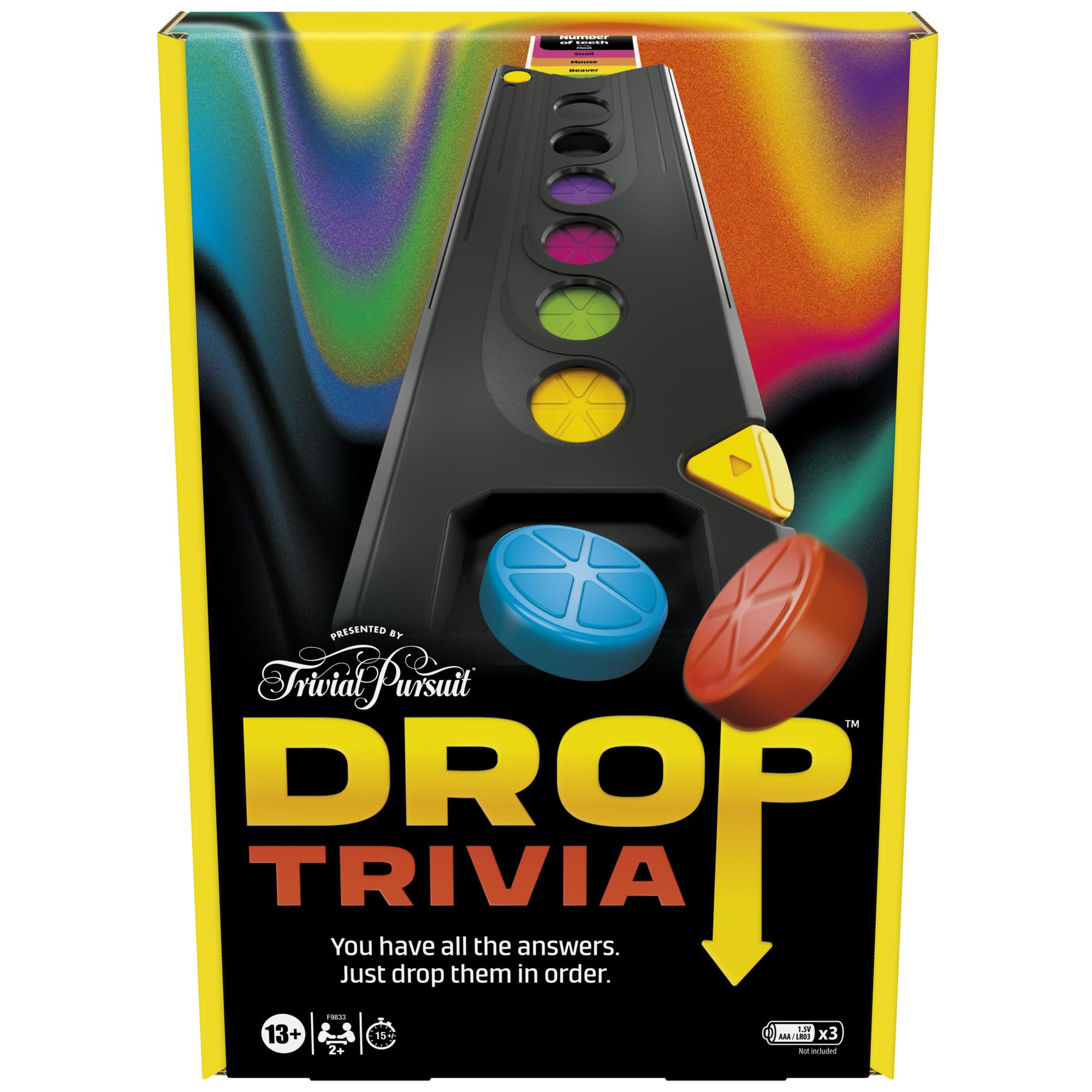 Hasbro Gaming Drop Trivia Game | Electronic Party Game with Voice and Sounds | Ages 13+ | 2 or More Players | 15 Mins. | from Trivial Pursuit | Party Board Games