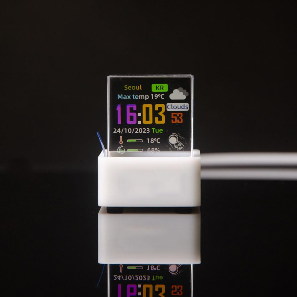 HolaCube WiFi Holographic Crystal 3D Photo Display, Smart Weather Station & Digital Clock with GIF Animations and Electronic Image Album Player for Desktop/Car Décor (Black Base)