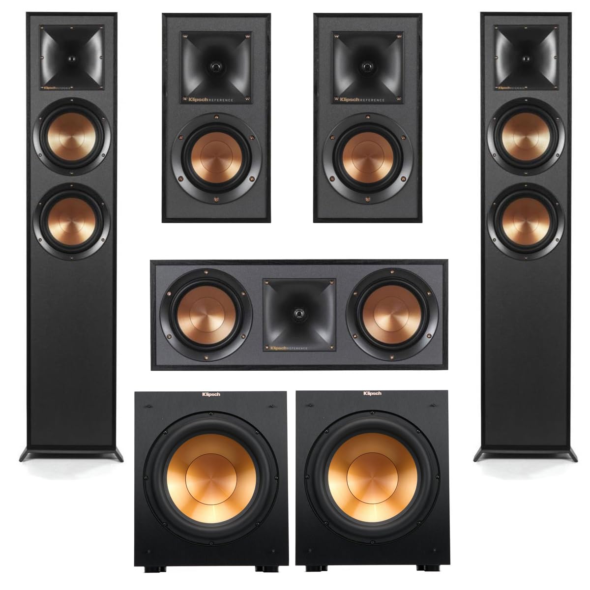 Klipsch Reference 5.2 Dolby Atmos Home Theater System with R-625FA Floorstanding Speakers, R-52C Center, R-41M Surrounds & 2X R-12SW 12