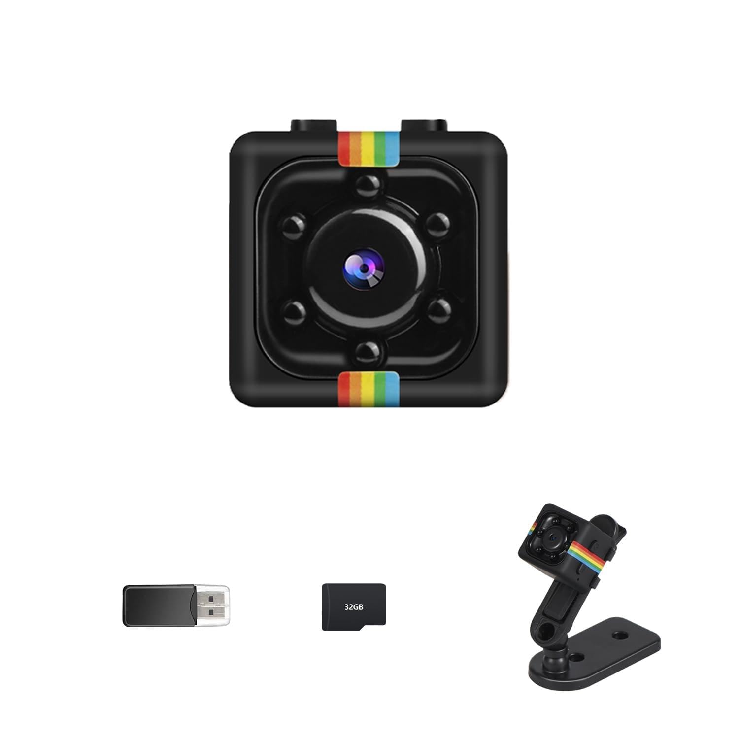 Veralyxa No WiFi Security Camera, Spy Camera with 32GB TF Card, 1080P FHD, Photoshoot, 360° Rotation Bracket, Small Mini Cameras for Indoor, Outdoor Security