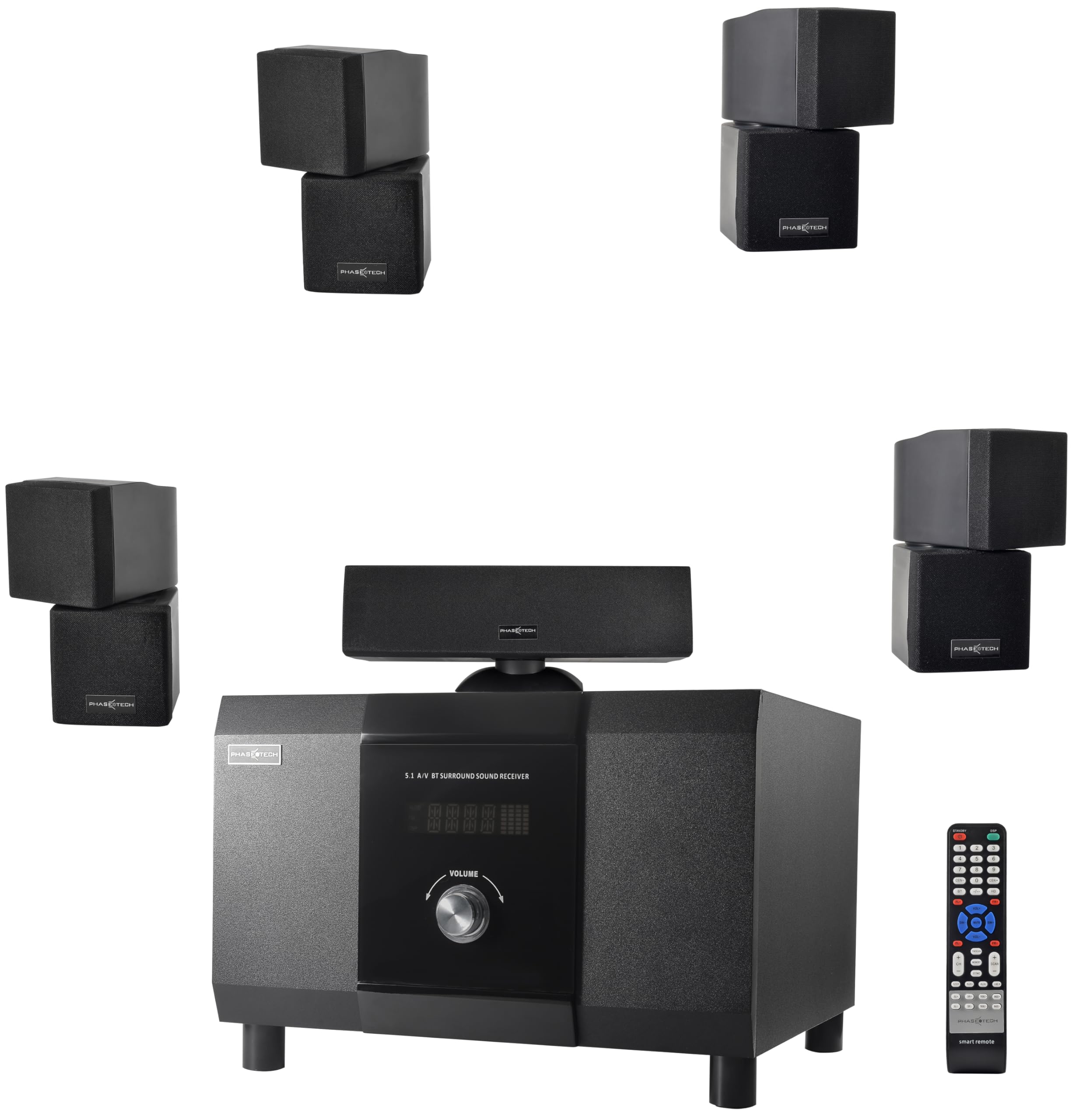 5.1 Channel Home Theater System with 10″ Subwoofer, Bluetooth,5 Speakers, Remote, Radio, RCA- Perfect for Movies, Music, Karaoke
