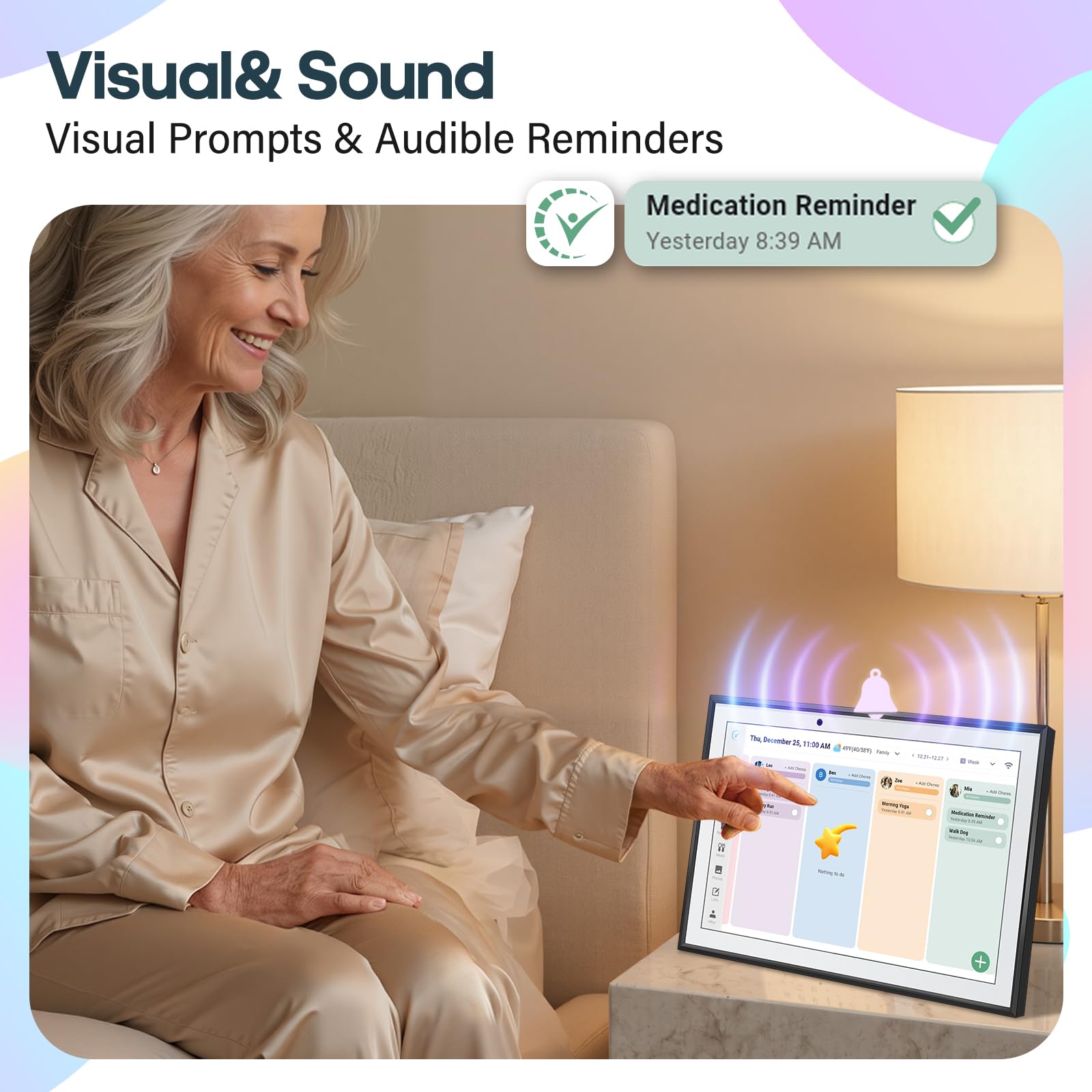 Digital Calendar 10.1 Inch Smart Electronic Family Planner with Chore Chart Display, IPS HD Touch Screen with WiFi App Control, Share Photos, Videos and Sound Reminder, Gifts for Women Men, Gifts for Mom Dad, Desk Calendar Refills