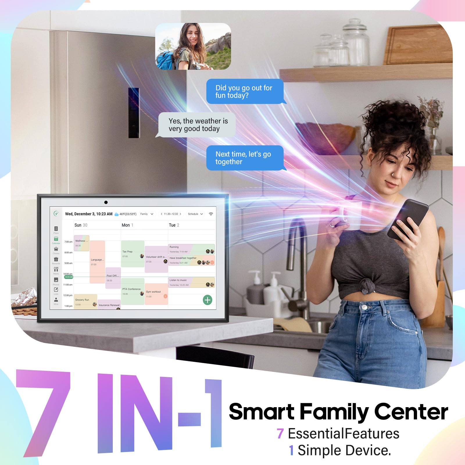 Digital Calendar 10.1 Inch Smart Electronic Family Planner with Chore Chart Display, IPS HD Touch Screen with WiFi App Control, Share Photos, Videos and Sound Reminder, Gifts for Women Men, Gifts for Mom Dad, Desk Calendar Refills