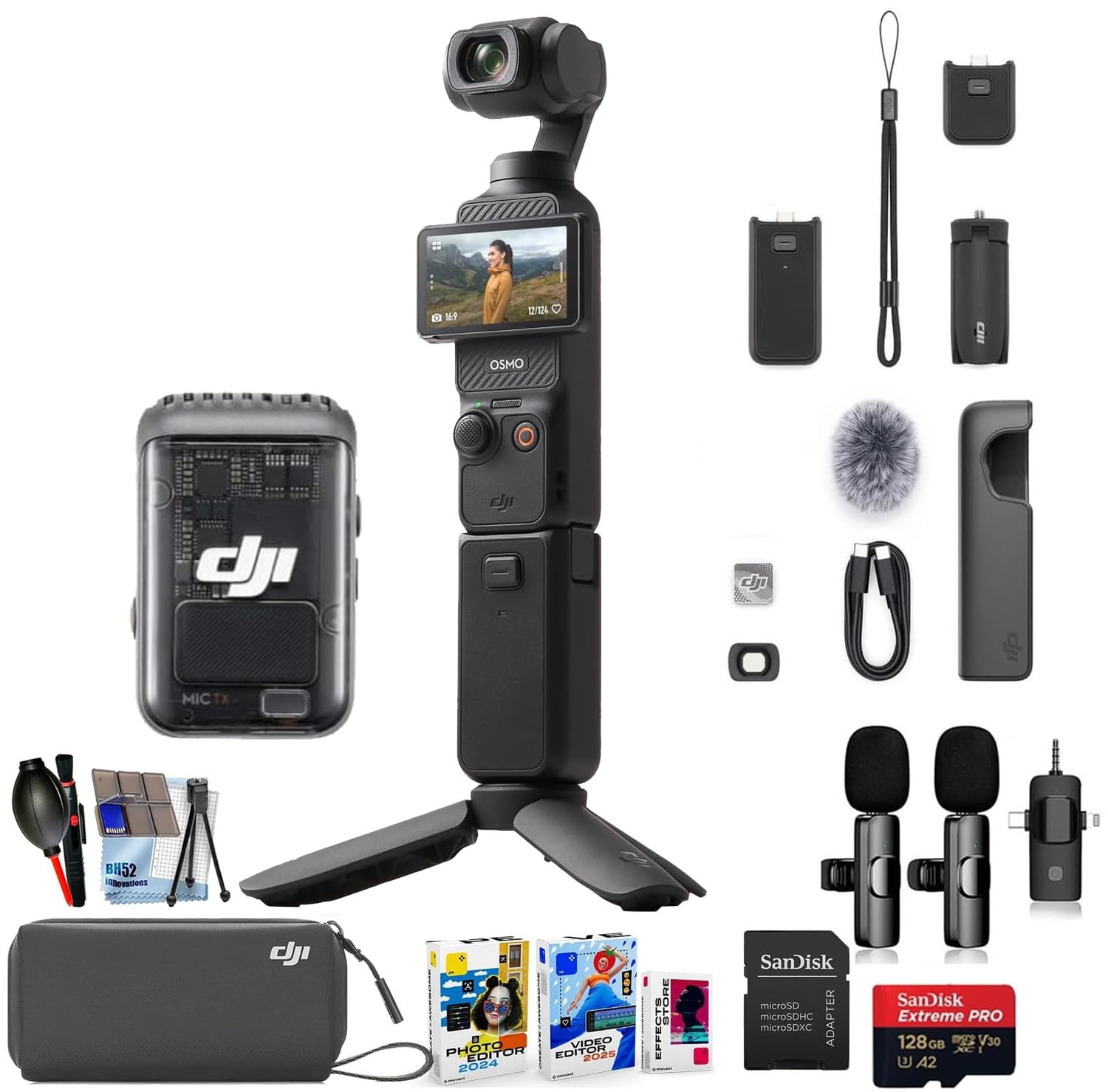 DJI Osmo Pocket 3 Creator Combo, 1” CMOS, 4K Resolution/120fps Vlog Camera, 3-Axis Stabilization, Face/Object Tracking, Mic Included for Clear Sound, Digital Camera for YouTube