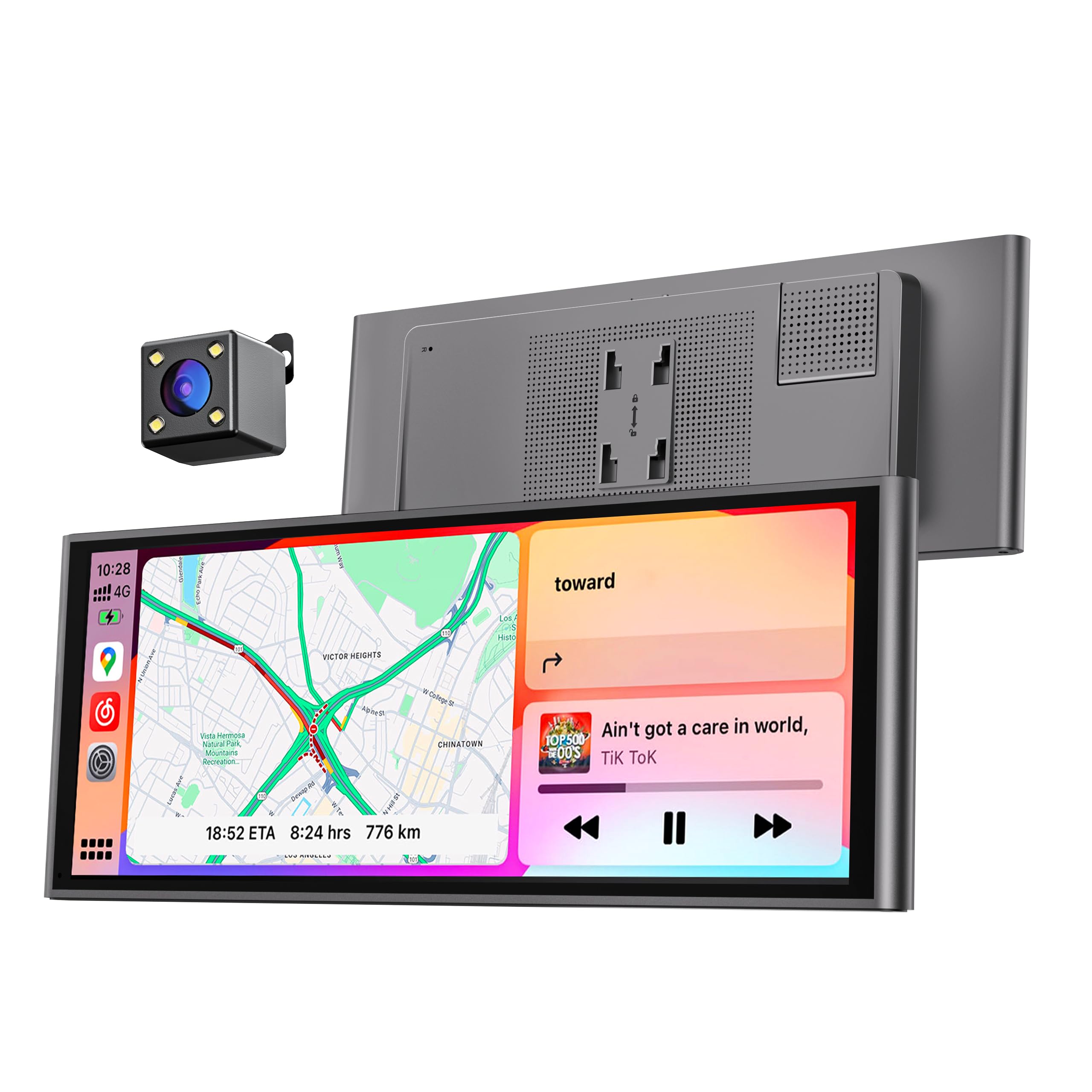krunia 9.26″ Wireless Portable Car Play Screen for Apple CarPlay & Android Auto, OTA Updates, Backup Camera, Mirror Link, 5.0 Bluetooth, Voice Control, GPS Navigation, FM