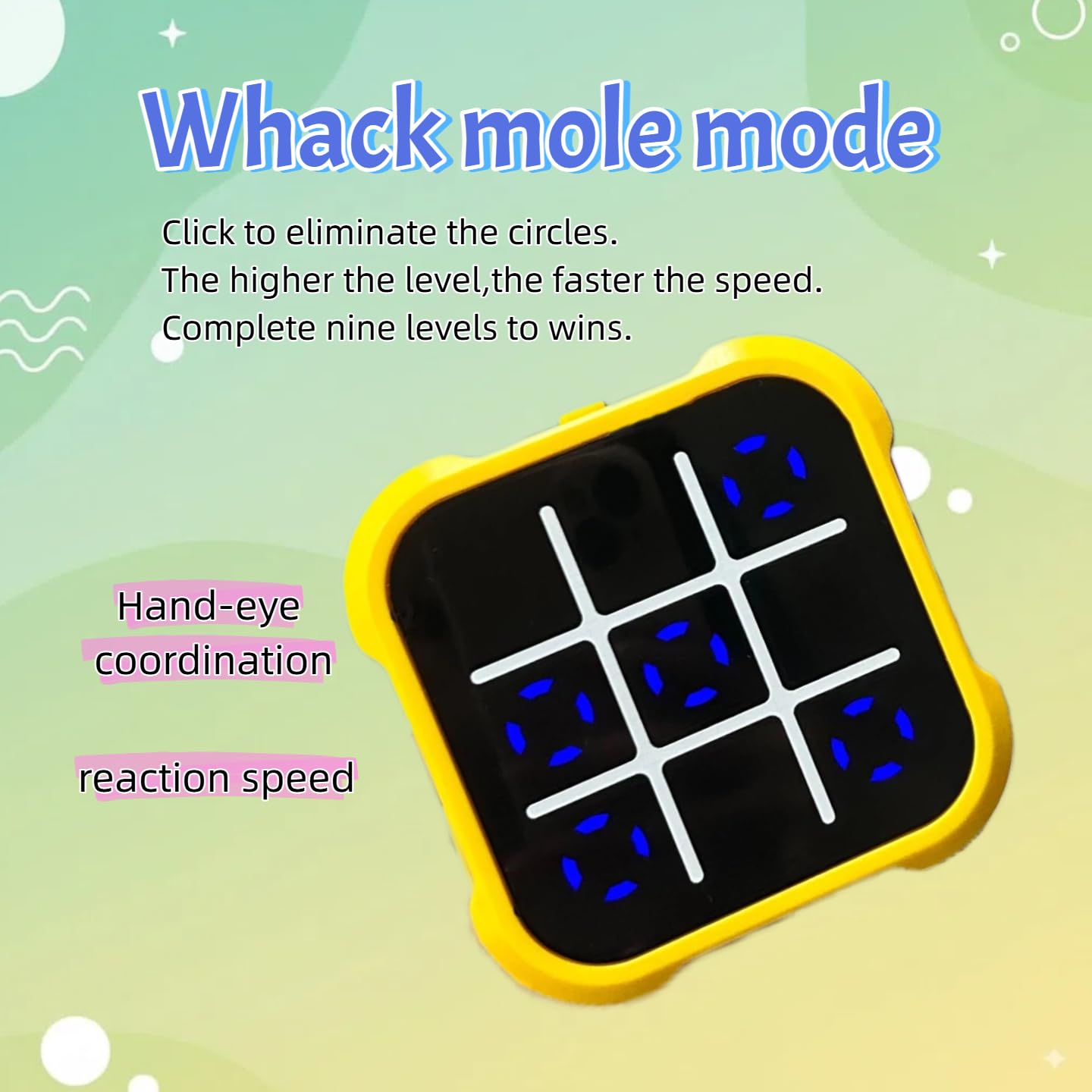Rechargeable Electronic Tic Tac Toe Game Handheld , Mute Function, 4 in 1 & 9 Levels Brain Trainer for Ages 3+ ,Solo/2-Player/Memory/Whack-a-Mole , Fast Charge Kids Travel Gift with USB-C Cable