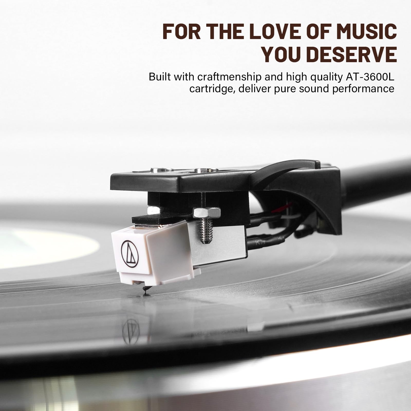 DIGITNOW Vinyl Record Player with Magnetic Cartridge, High Fidelity Belt Drive Turntable with Built-in Speakers & Phono Preamp, Wireless Playback and Aux-in Functionality, Auto Off