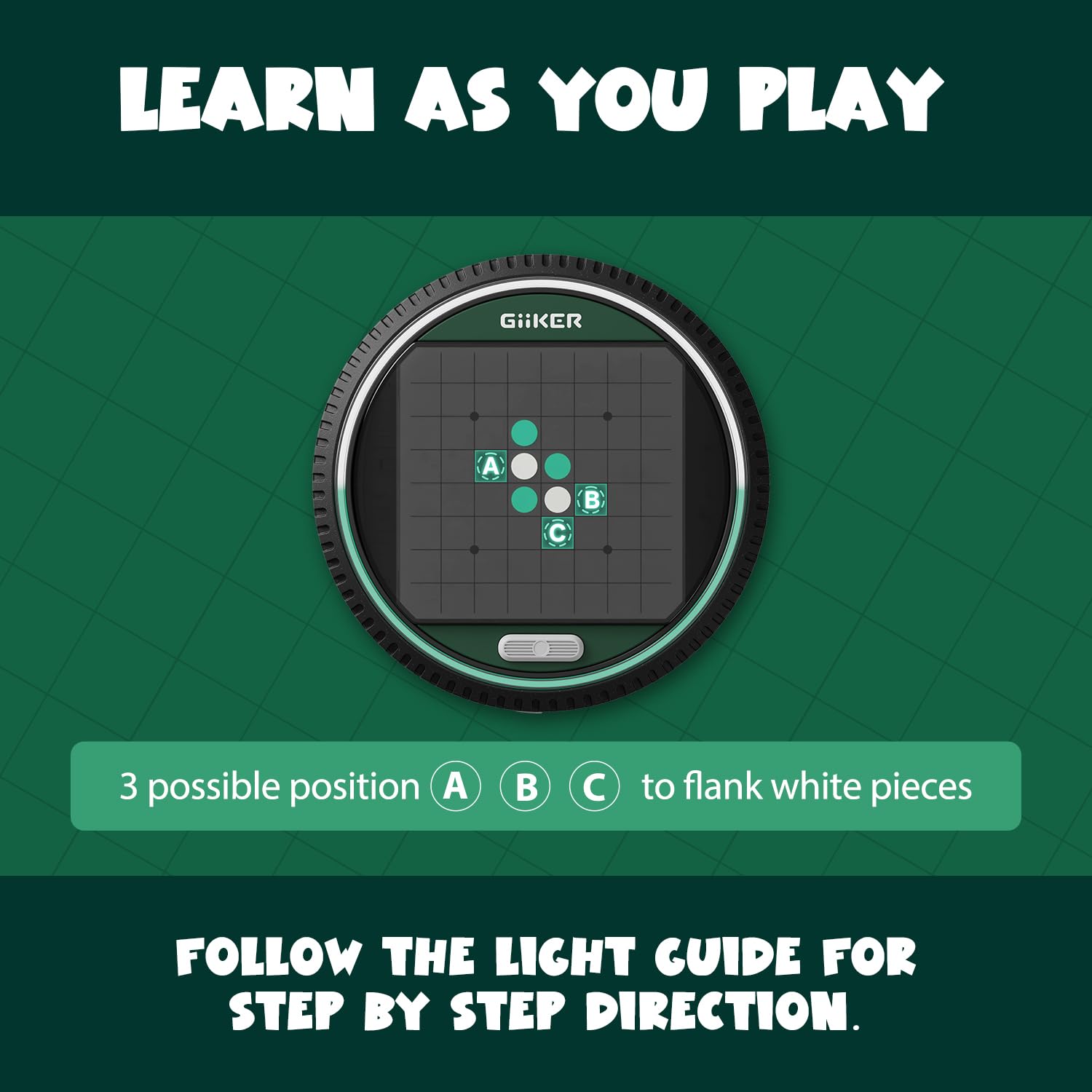 GiiKER Super Reversi - Electronic Strategy Board Game with AI Opponent, Smart Handheld Logic Puzzle & Brain Teaser for Kids and Adults, Portable Travel Toy with 3 Game Modes & 500 Challenges