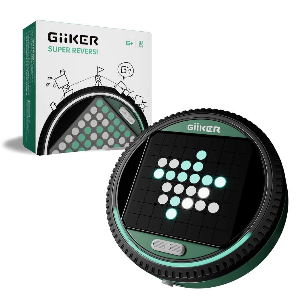 GiiKER Super Reversi – Electronic Strategy Board Game with AI Opponent, Smart Handheld Logic Puzzle & Brain Teaser for Kids and Adults, Portable Travel Toy with 3 Game Modes & 500 Challenges