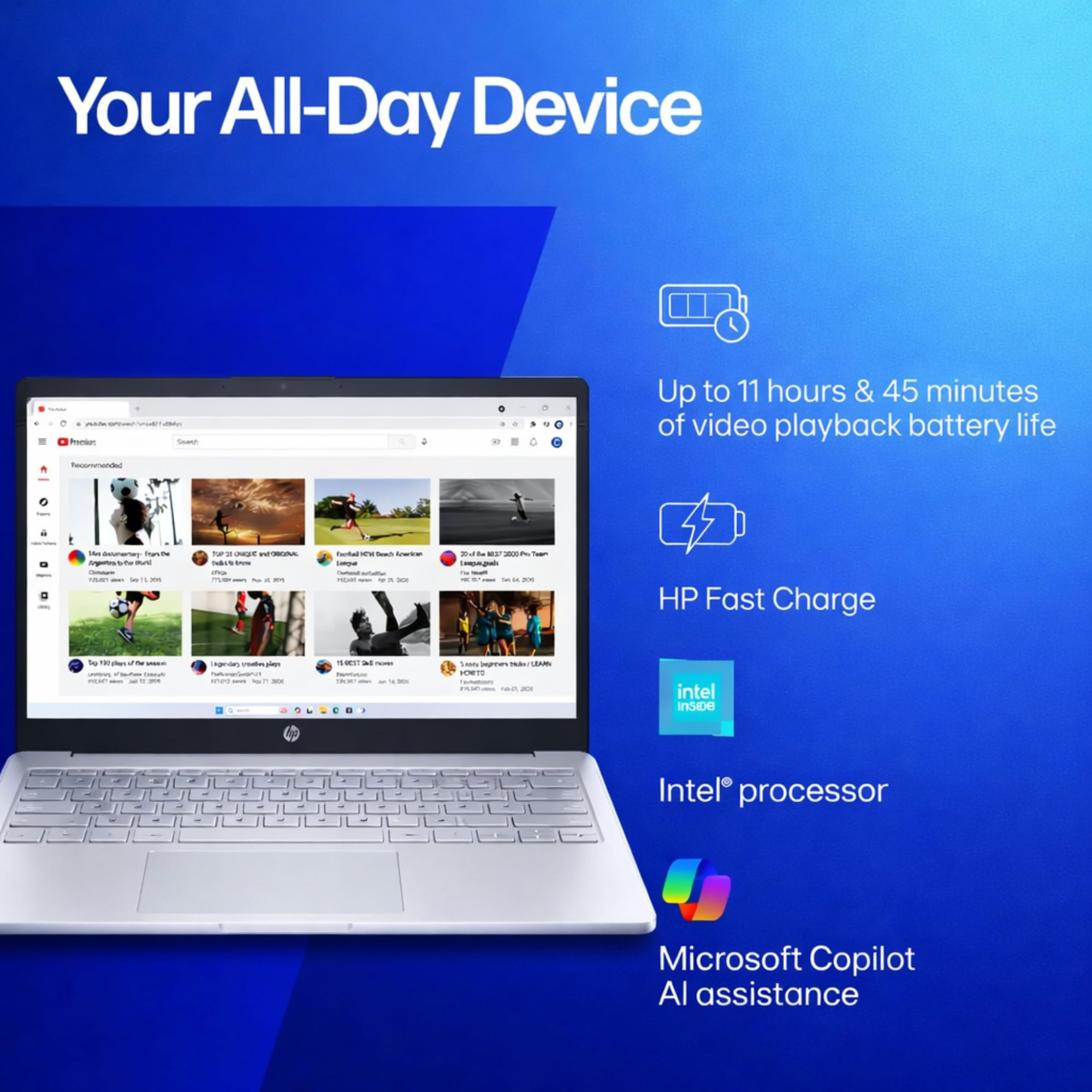 HP Ultrabook Laptop • Microsoft 365 1-Year Included • 8GB RAM • Intel 13th 4-Cores N100 • 1TB Cloud and 128GB SSD Storage • Win 11 • no Mouse • Sliver | Everyday Essential and Smooth Performance