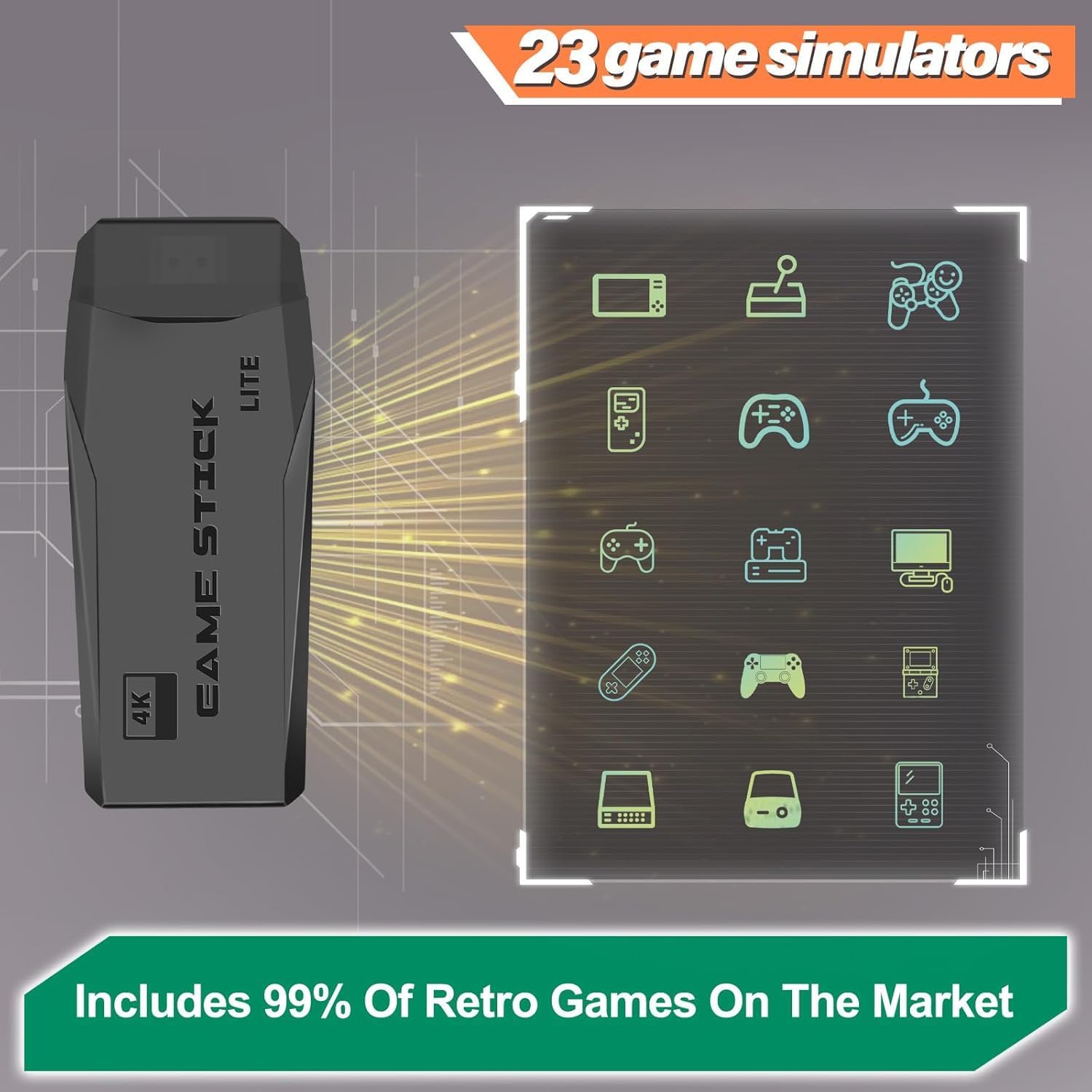 LIUWEI New Retro Gaming Console & Game Stick Pro - 20,000+ Classic Video Games, 23 Emulators, Dual Wireless Controllers, 4K HDMI Output, Plug & Play, Compatible with TV, PC, Projector, 64GB