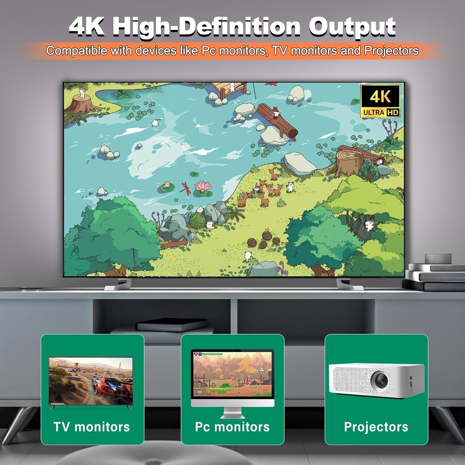 LIUWEI New Retro Gaming Console & Game Stick Pro - 20,000+ Classic Video Games, 23 Emulators, Dual Wireless Controllers, 4K HDMI Output, Plug & Play, Compatible with TV, PC, Projector, 64GB